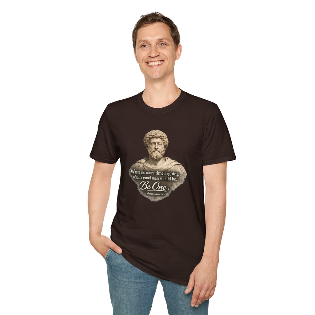 Marcus Aurelius Bust T-Shirt – “Waste No More Time...” Stoic Quote Tee