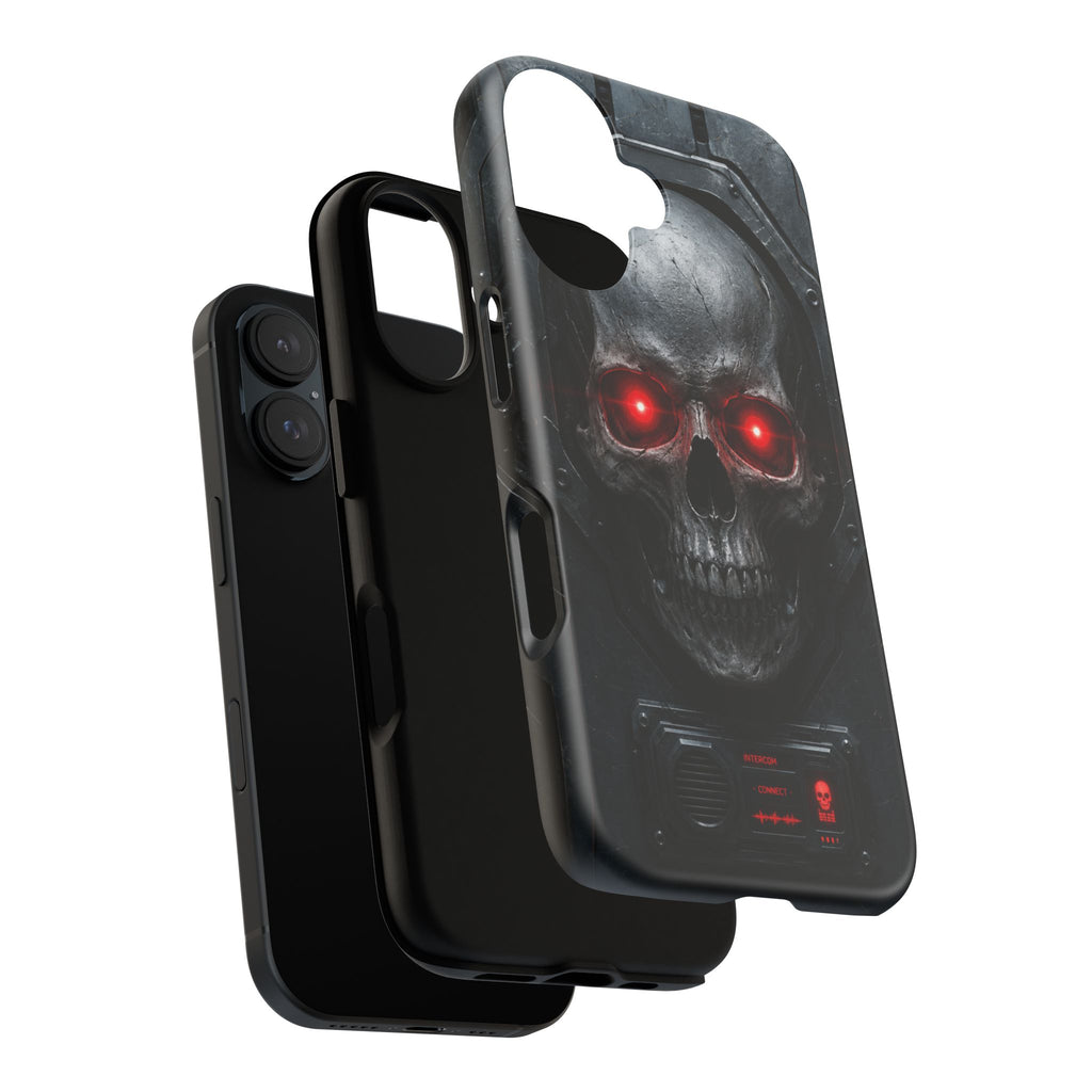 Skull Sentinel Phone Case — Red-Eyed Tactical Skull Protective Case