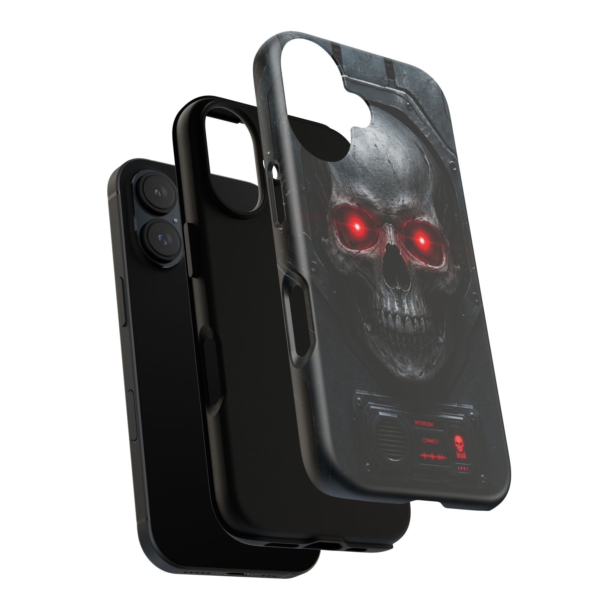 Skull Sentinel Phone Case — Red-Eyed Tactical Skull Protective Case
