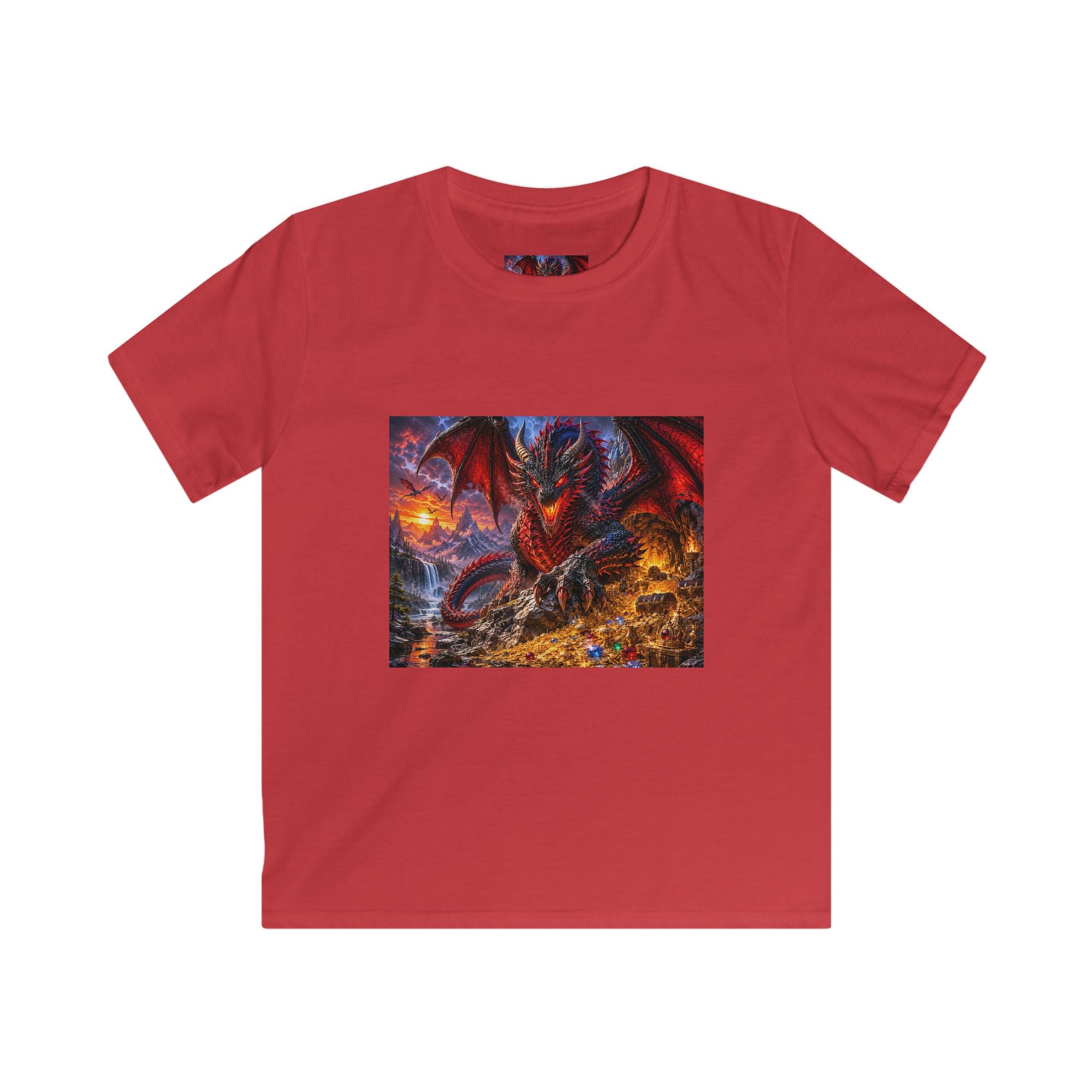 Dragon Fire Kids T‑Shirt — Fiery Fantasy Dragon Graphic Tee for Boys & Girls