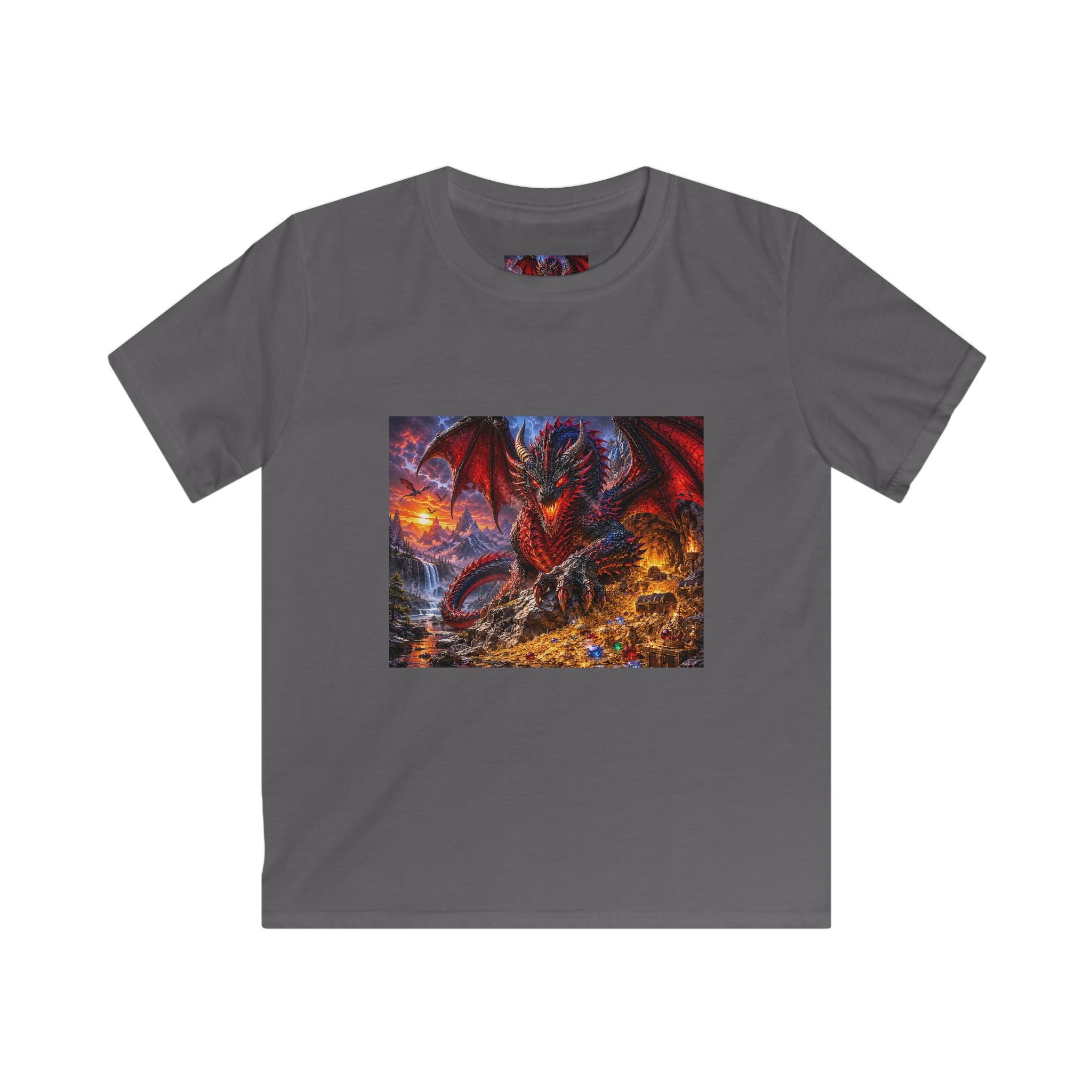 Dragon Fire Kids T‑Shirt — Fiery Fantasy Dragon Graphic Tee for Boys & Girls