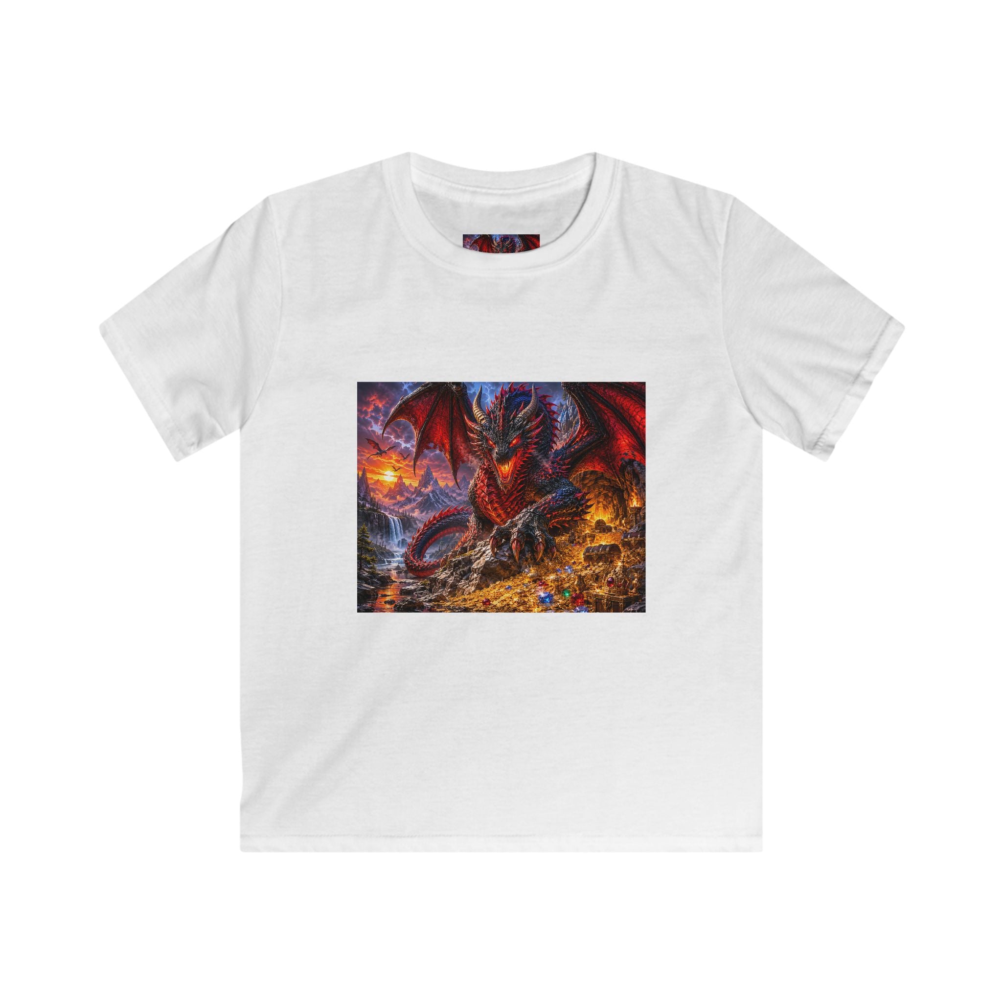 Dragon Fire Kids T‑Shirt — Fiery Fantasy Dragon Graphic Tee for Boys & Girls