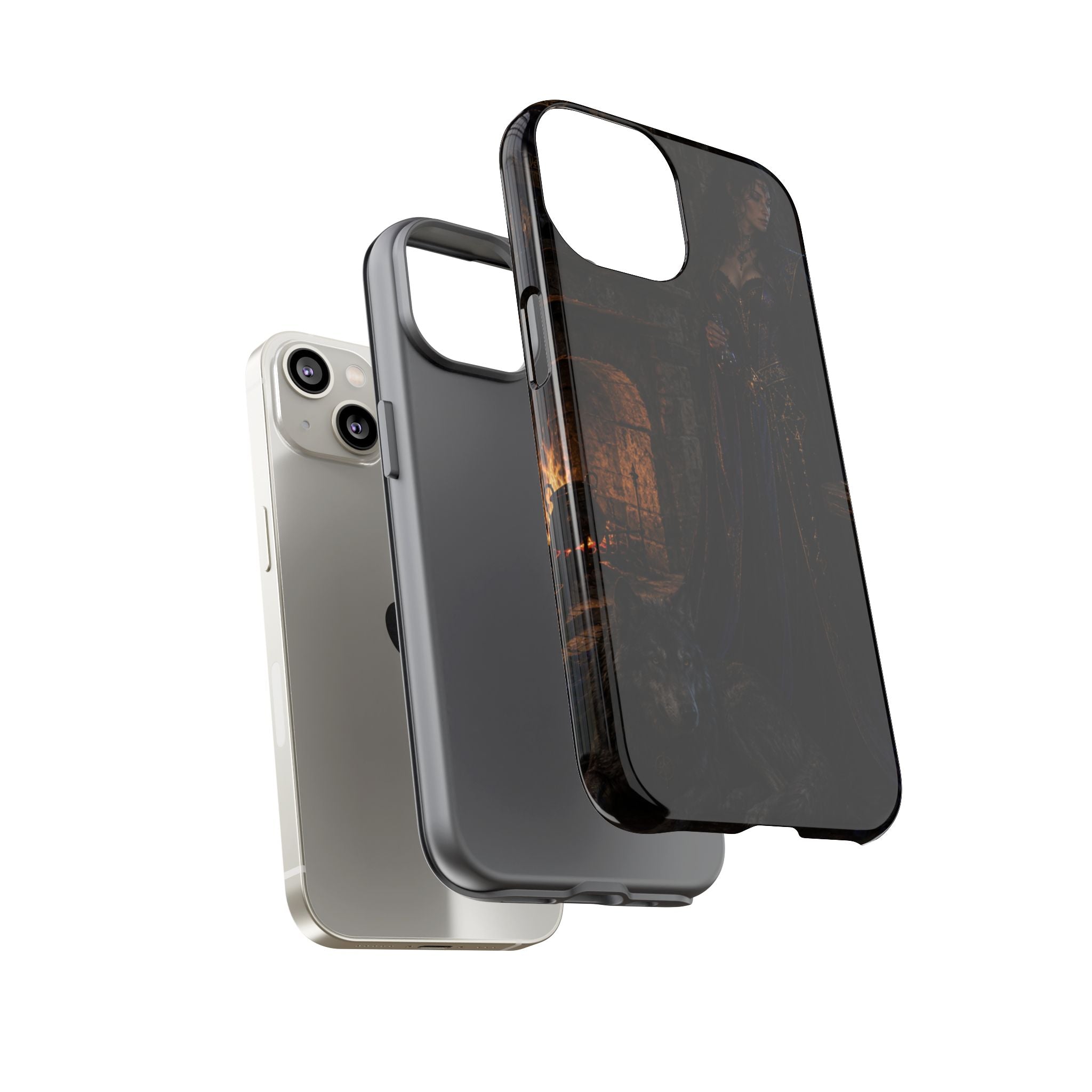 Gothic Witch Phone Case — Dark Fantasy Wolf & Fireplace Tough Case
