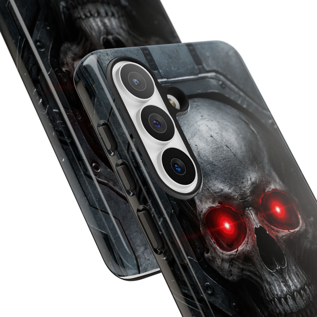 Skull Sentinel Phone Case — Red-Eyed Tactical Skull Protective Case