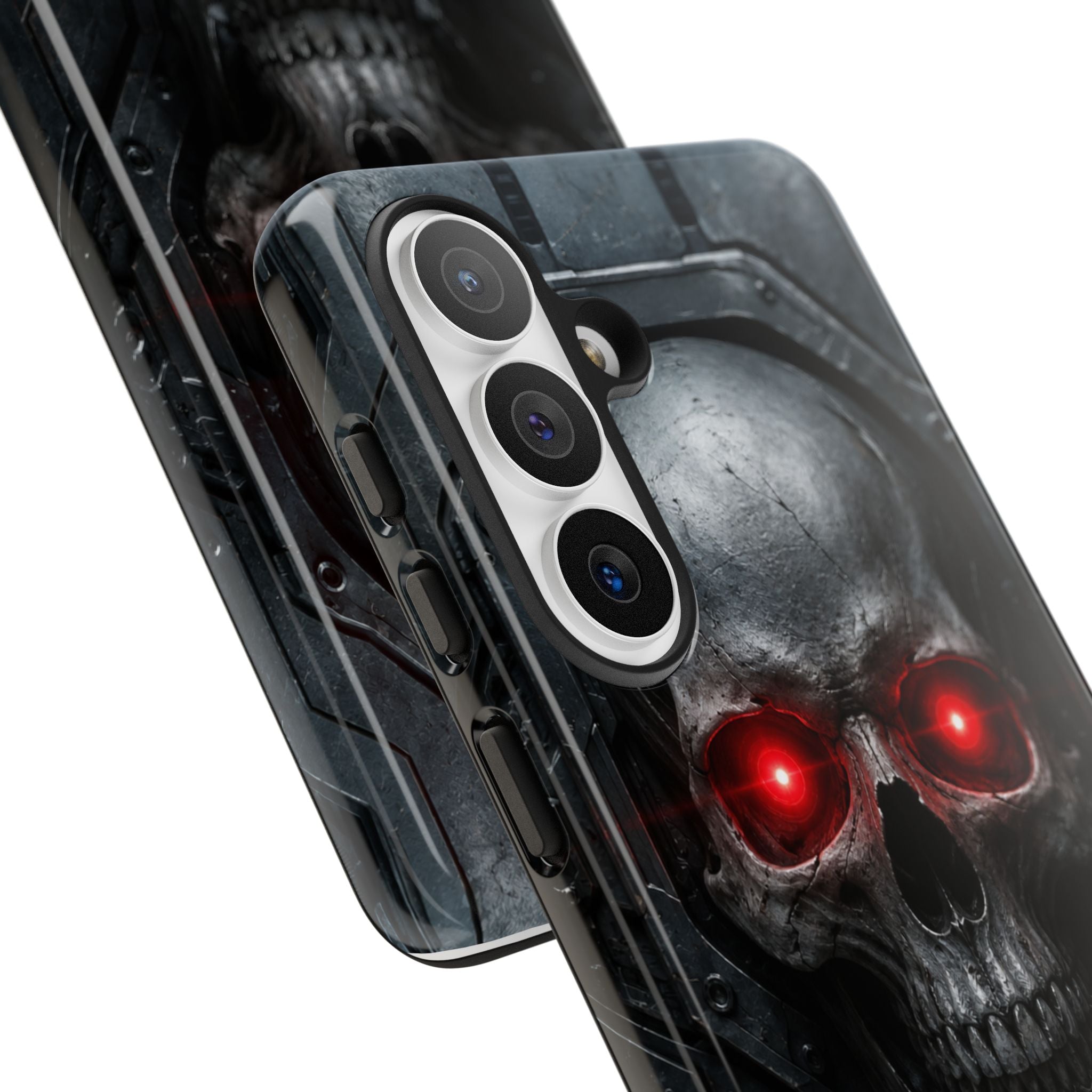 Skull Sentinel Phone Case — Red-Eyed Tactical Skull Protective Case