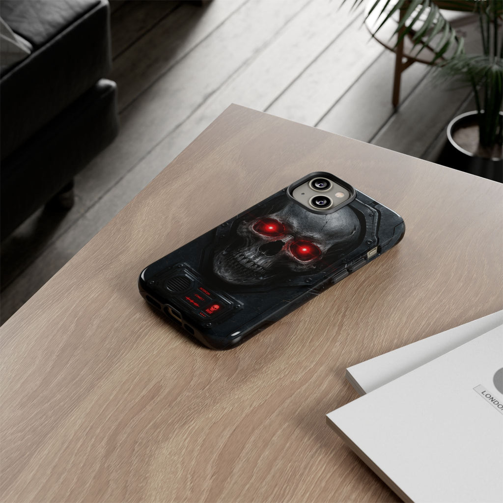 Skull Sentinel Phone Case — Red-Eyed Tactical Skull Protective Case