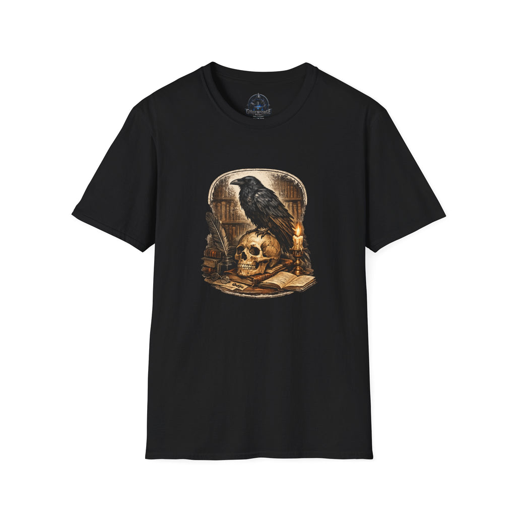Raven on Skull T‑Shirt – Gothic Crow Skull Candle Design
