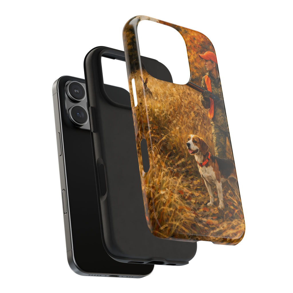 Hunting Scene Tough Phone Case — Hunter & Beagle Autumn Field Protective Cover