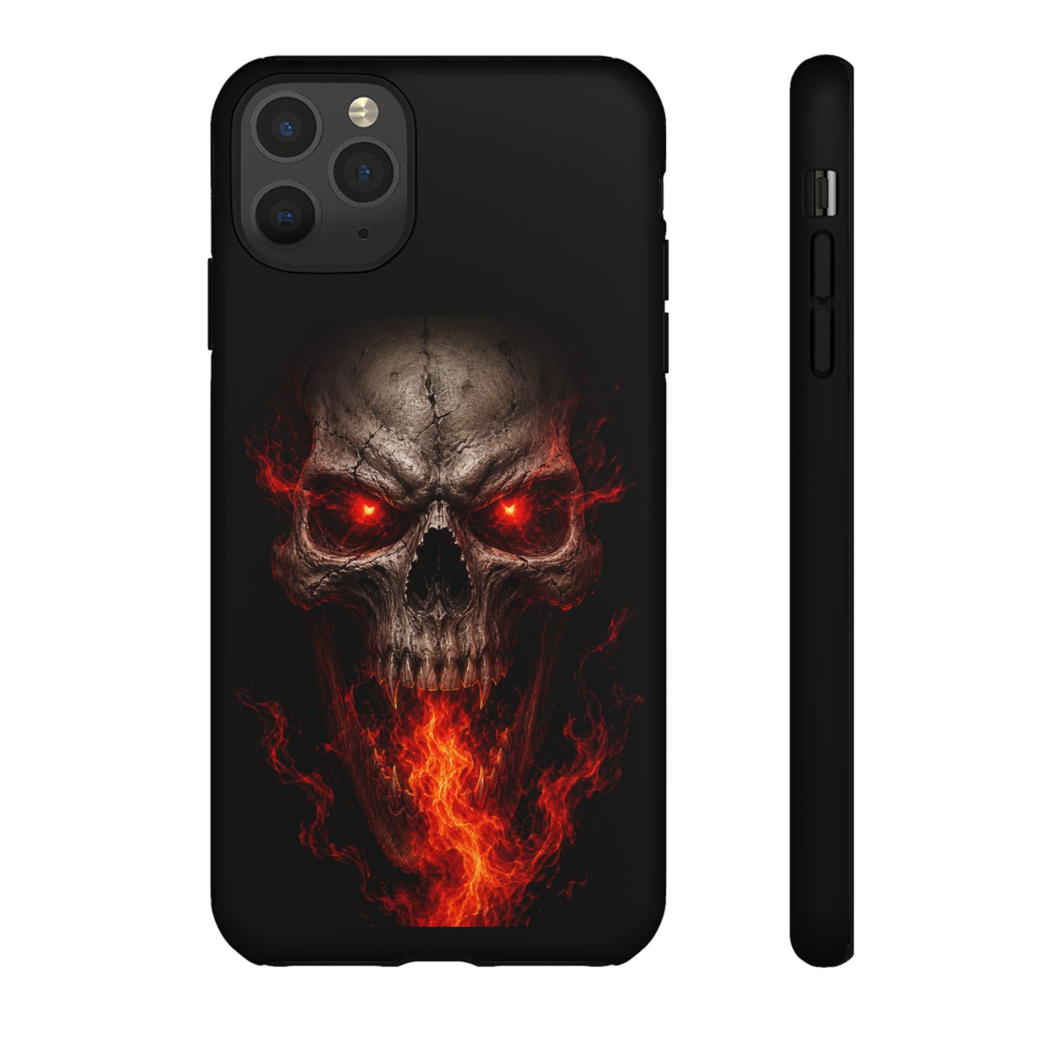 Flaming Skull Tough Case — Heavy-Duty Phone Case with Red-Eye Skull Design