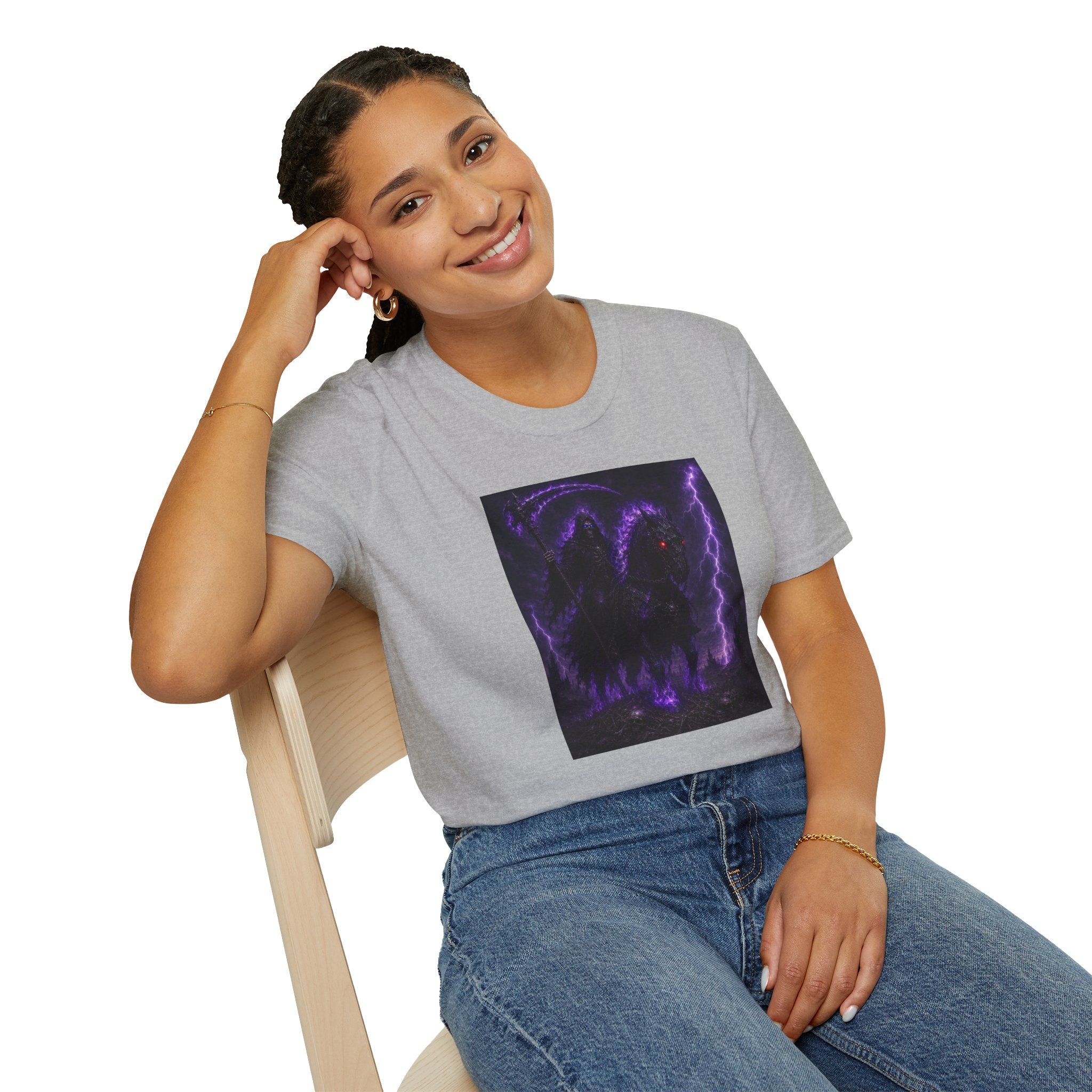 Grim Reaper T-Shirt — Purple Neon Death Rider Tee