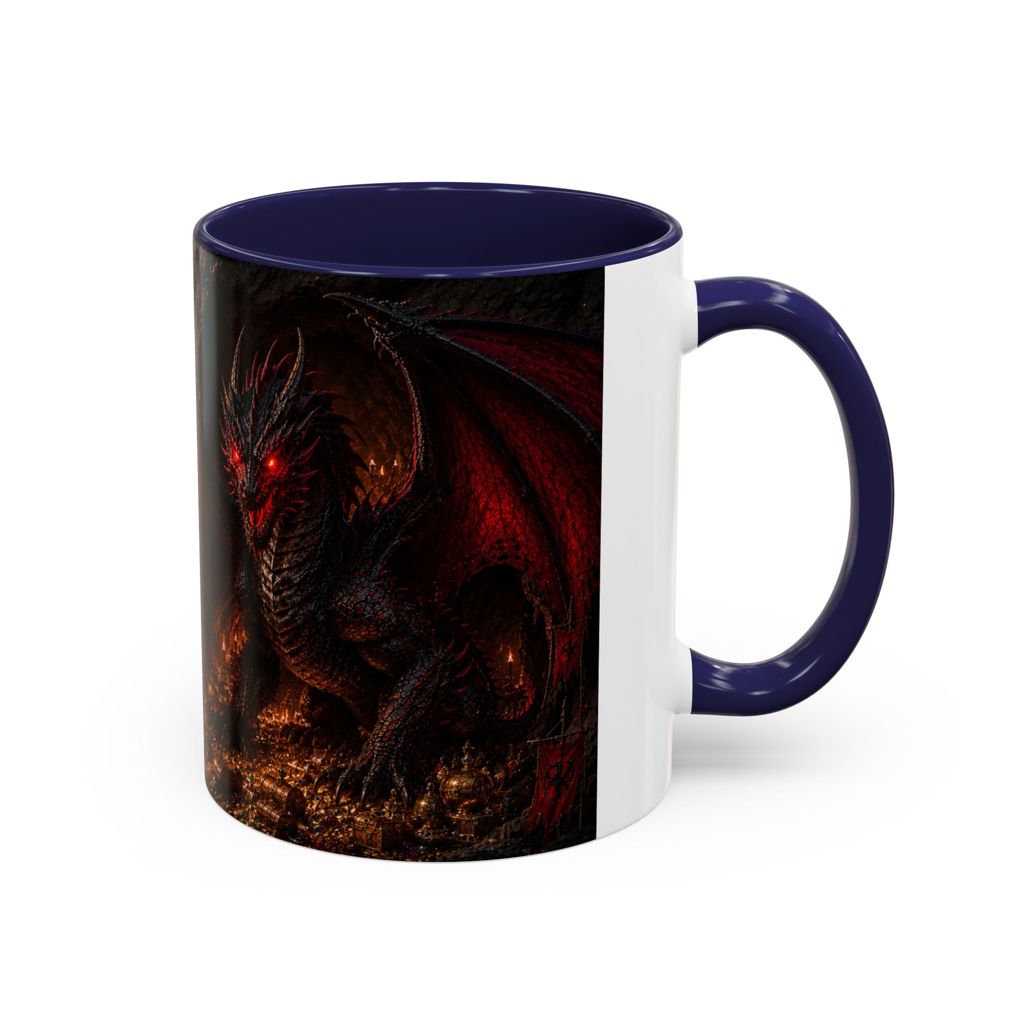 Dragon Coffee Mug — Dark Fantasy Red-Eyed Dragon Accent Mug (11/15oz)