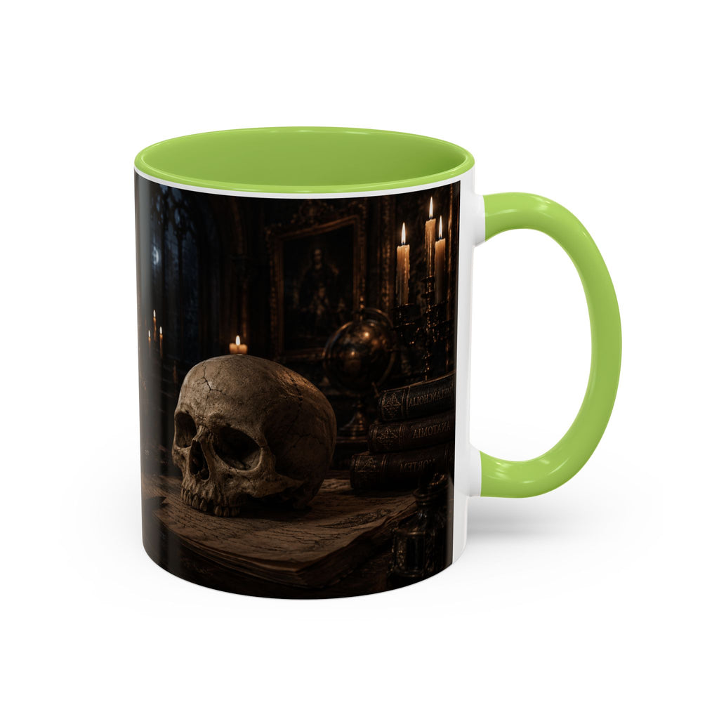 Gothic Skull Coffee Mug — Candlelit Occult Library Accent Mug (11/15oz)