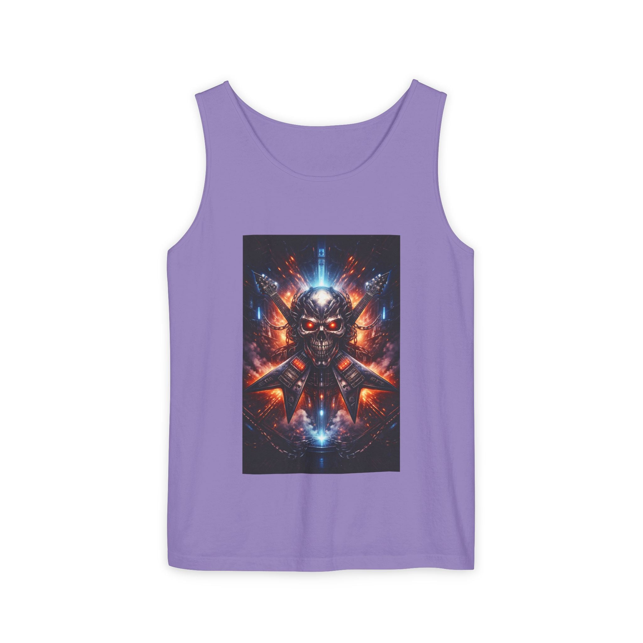 Skull Cyberpunk Tank Top — Neon Sci‑Fi Demon Graphic
