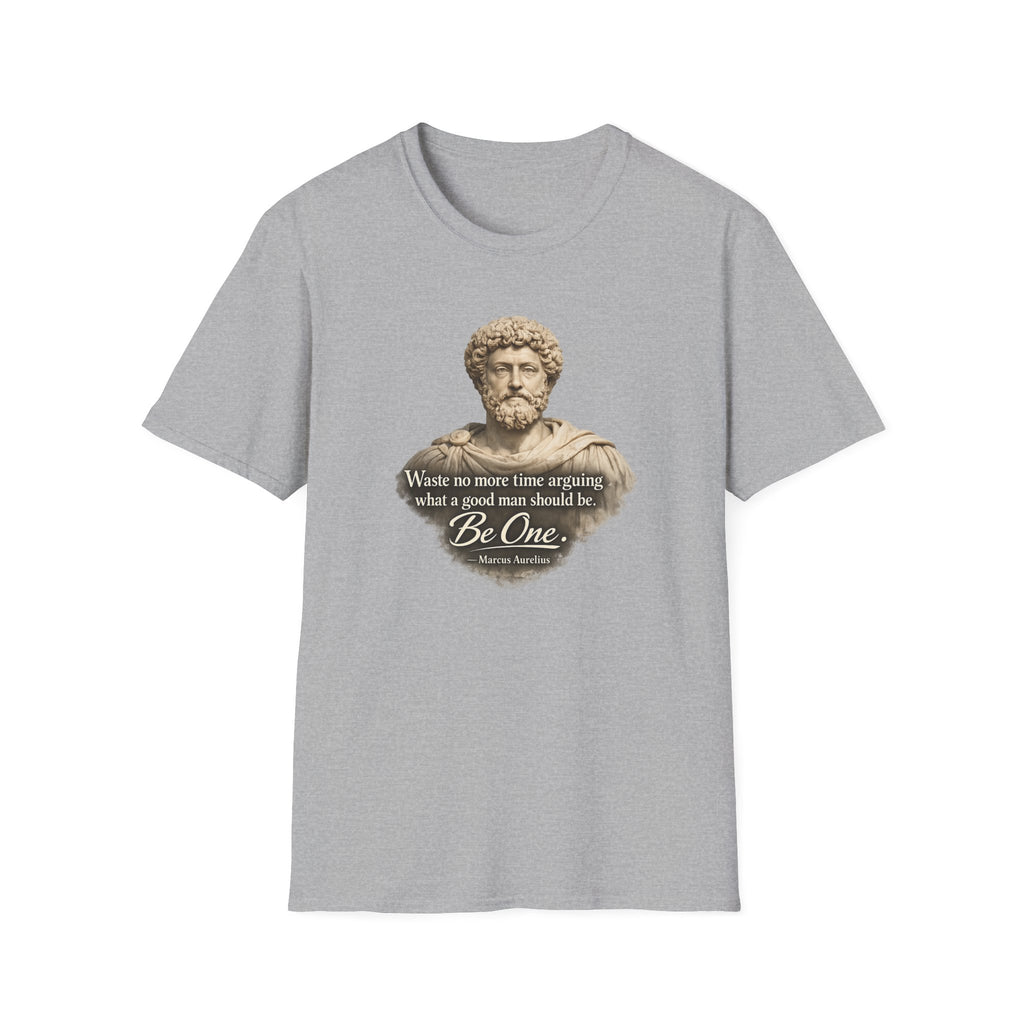 Marcus Aurelius Bust T-Shirt – “Waste No More Time Arguing” Stoic Quote Tee