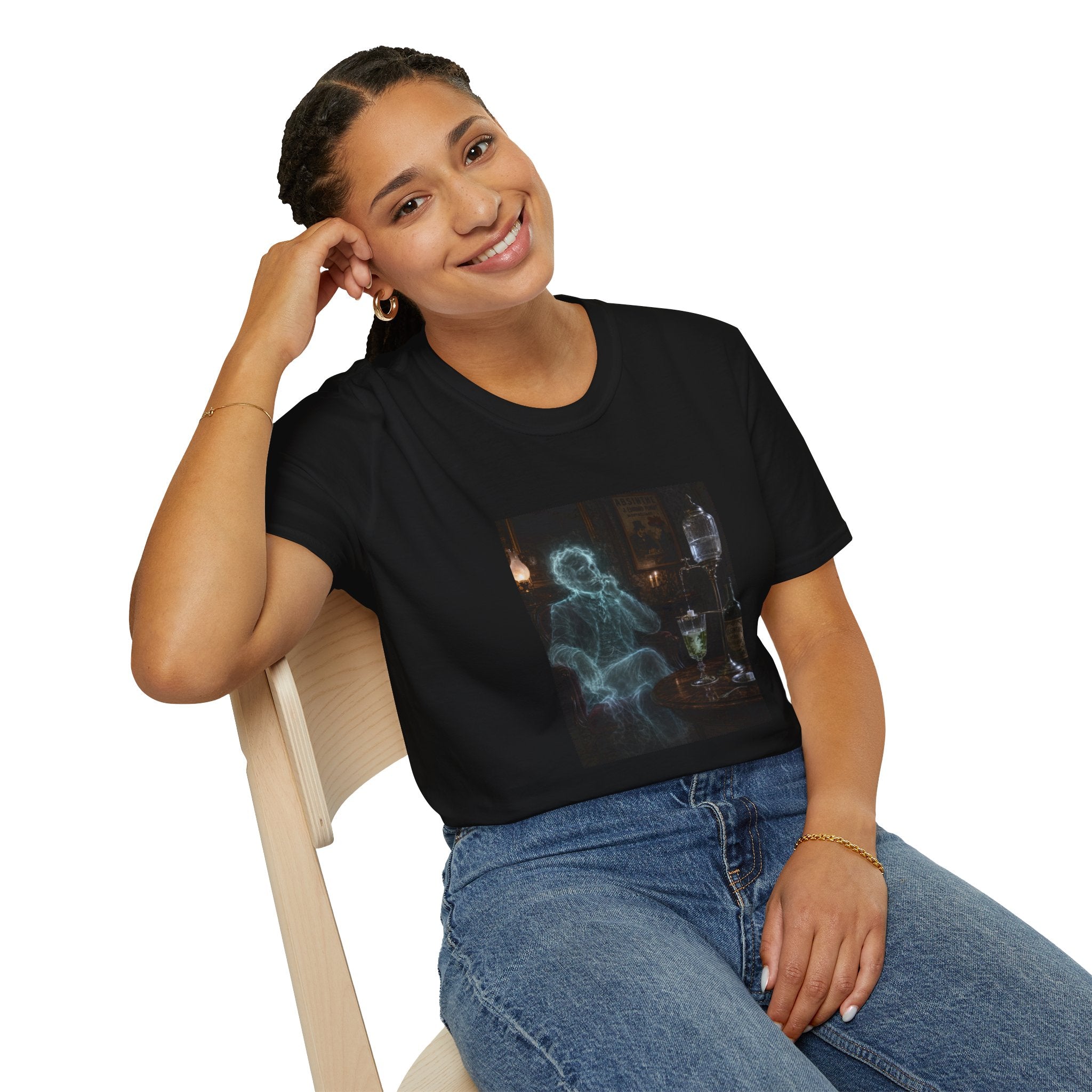Ghostly Lounge T-Shirt — Vintage Absnth Spirit Apothecary Vapor Ghost Design