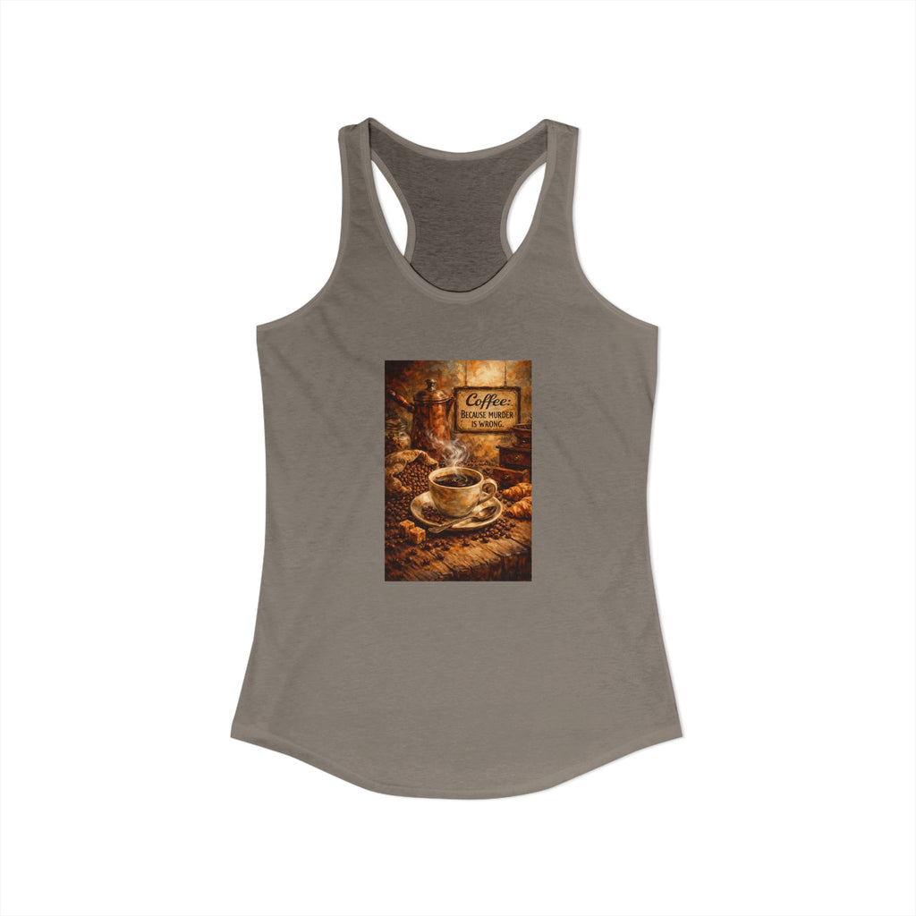Women's Ideal Racerback Tank - "Coffee B/c Murder is wrong"