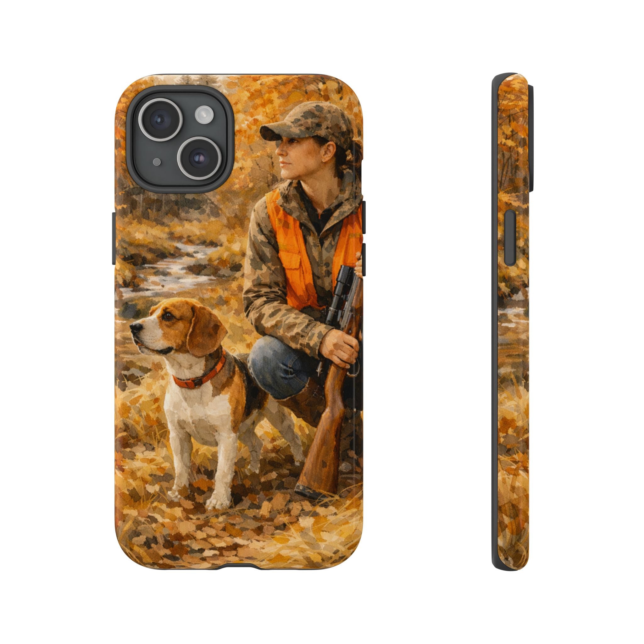 Hunter and Beagle Phone Case — Hunting Dog Autumn Camouflage iPhone Cover