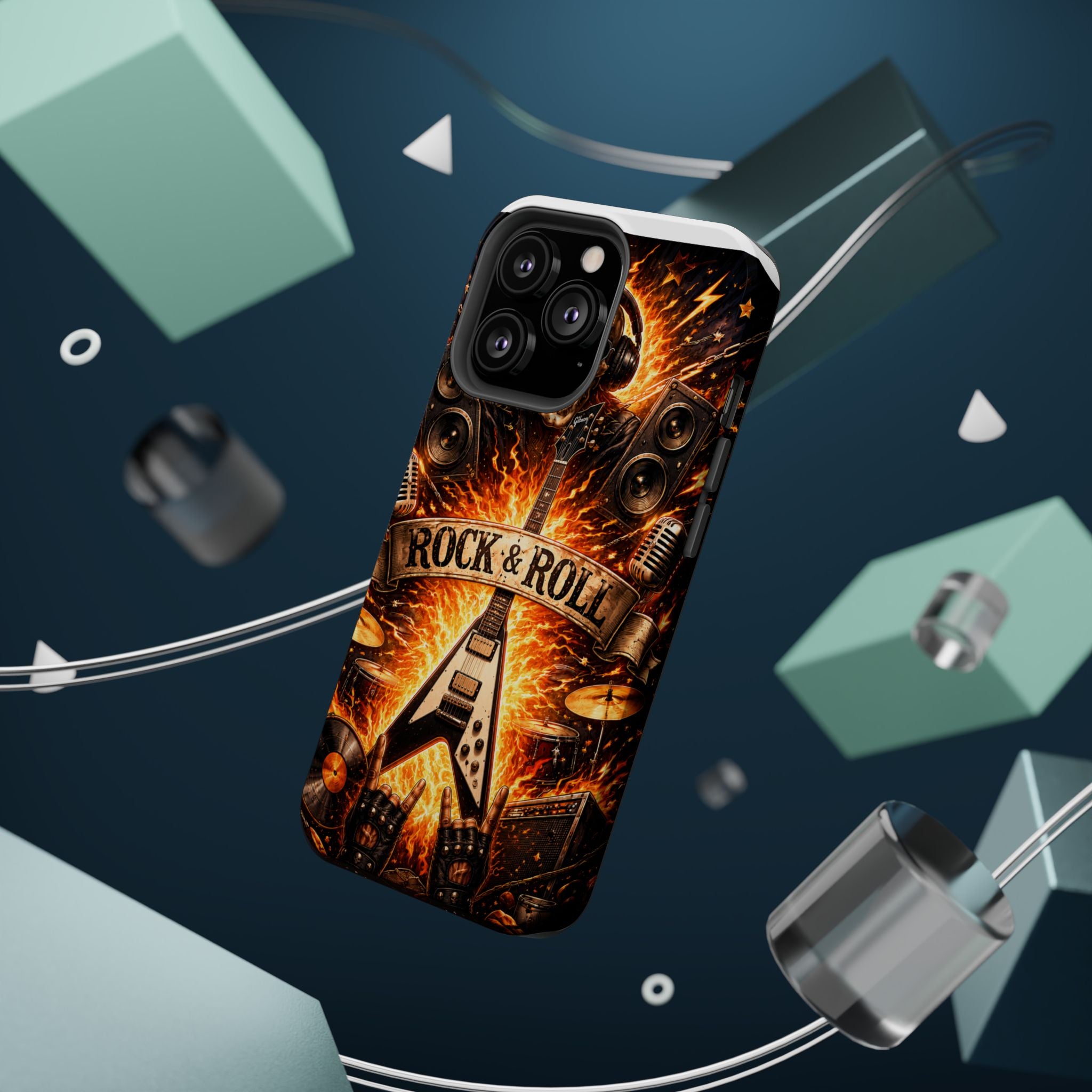 Rock & Roll Skull Guitar Phone Case — Magnetic Impact-Resistant