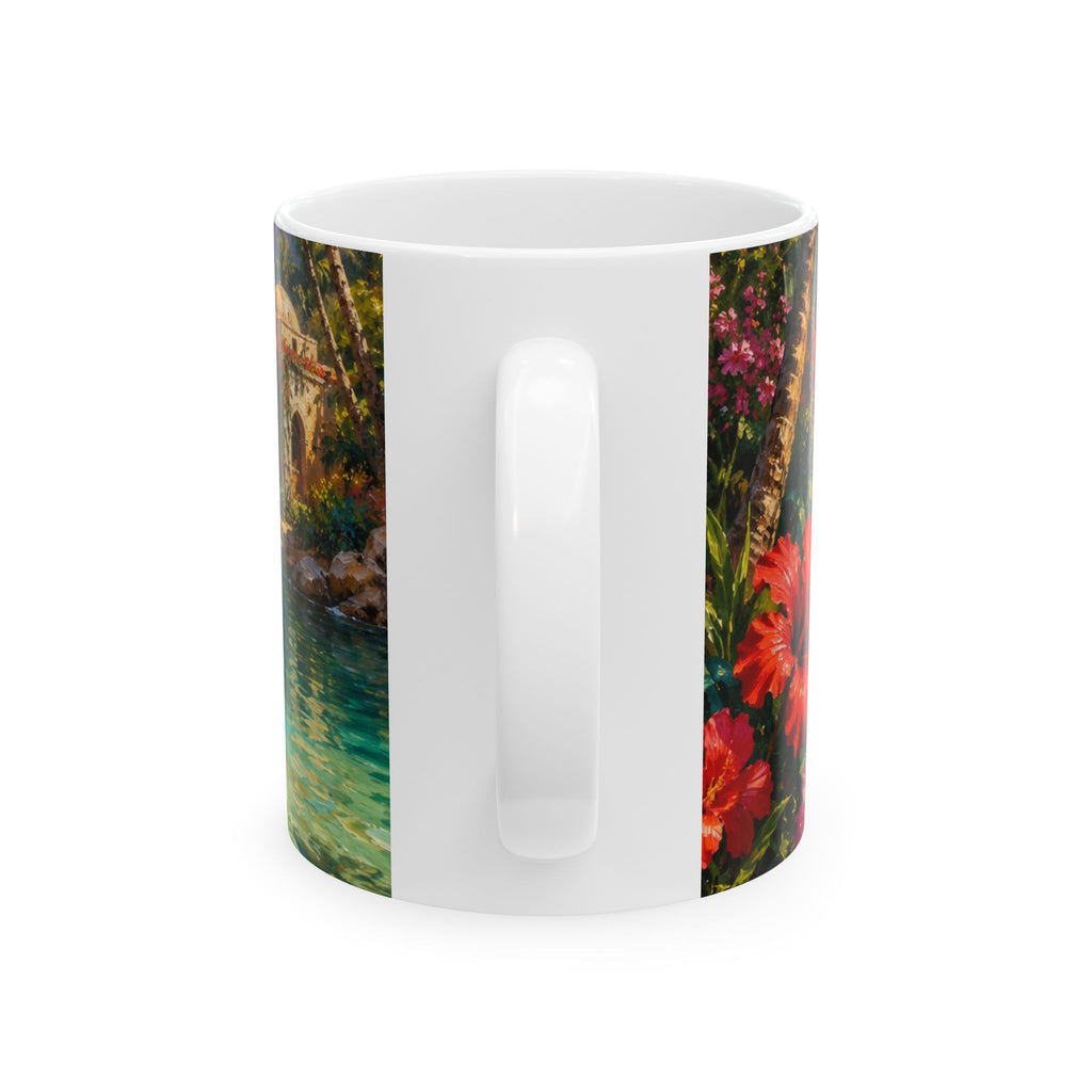 Tropical Paradise Ceramic Mug — Scenic Island Beach Sunset (11oz & 15oz)