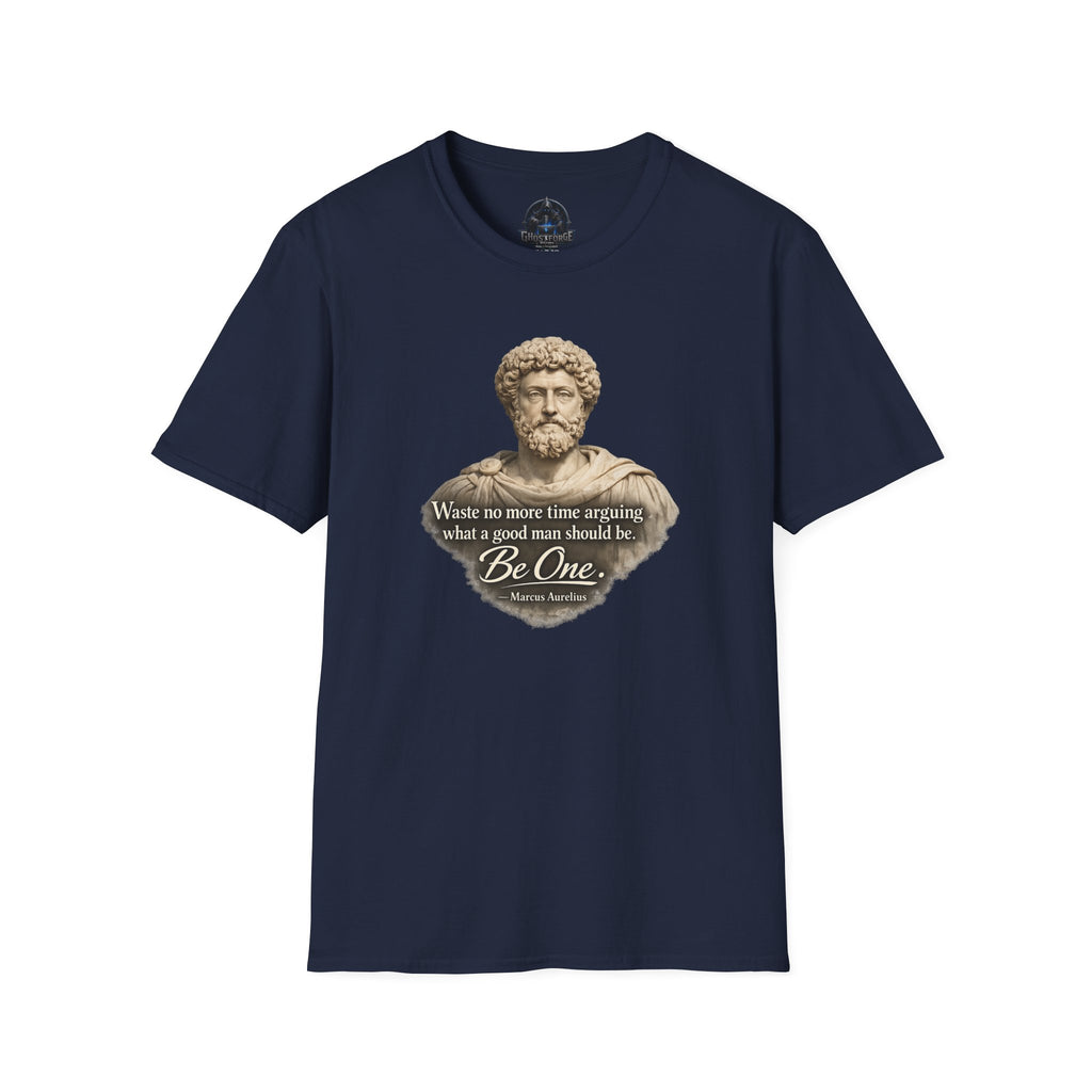 Marcus Aurelius Bust T-Shirt – “Waste No More Time...” Stoic Quote Tee