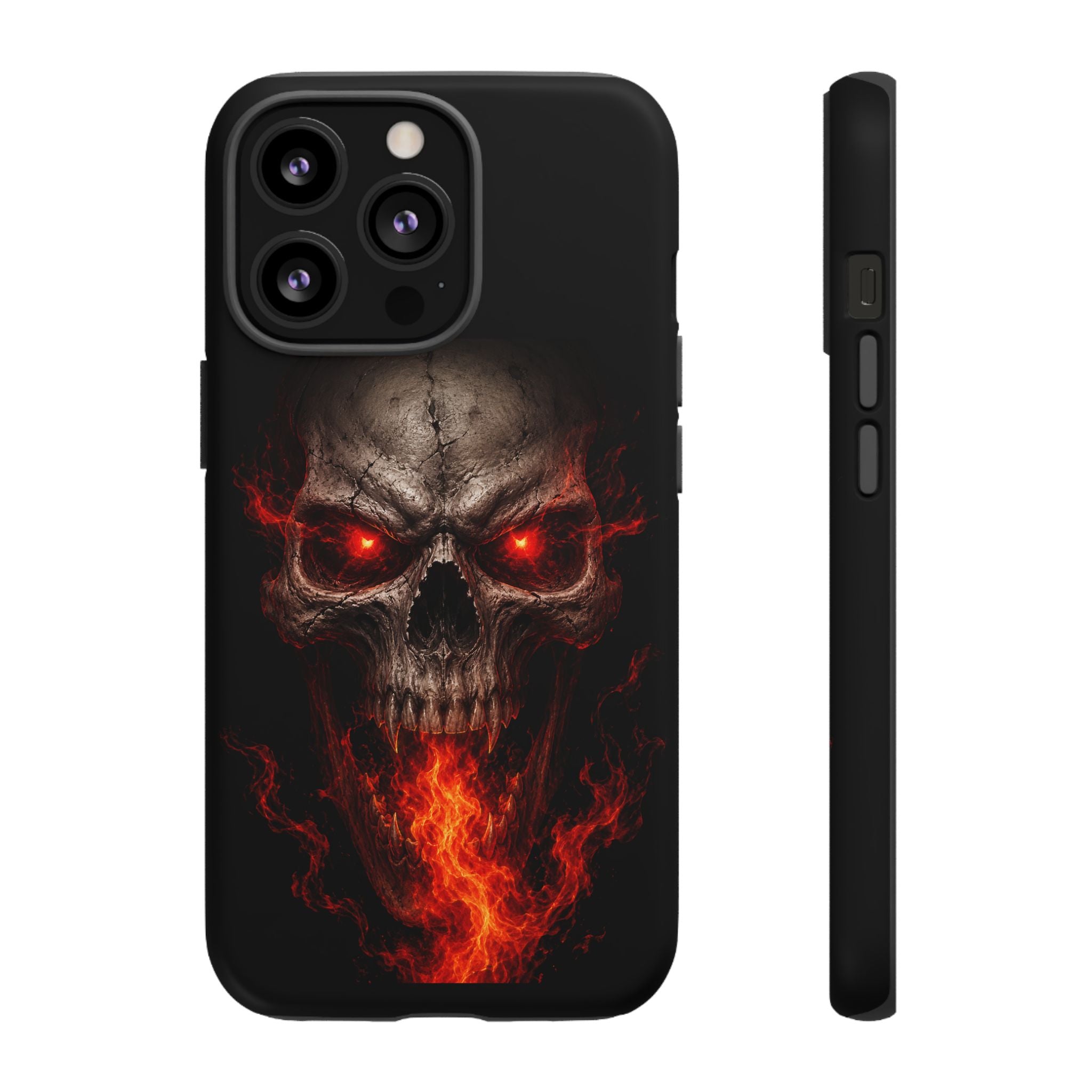 Flaming Skull Tough Case — Heavy-Duty Phone Case with Red-Eye Skull Design