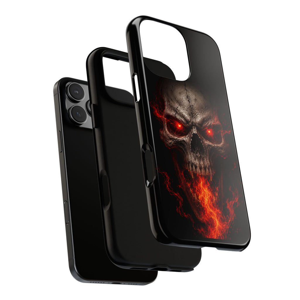 Flaming Skull Tough Case — Heavy-Duty Phone Case with Red-Eye Skull Design