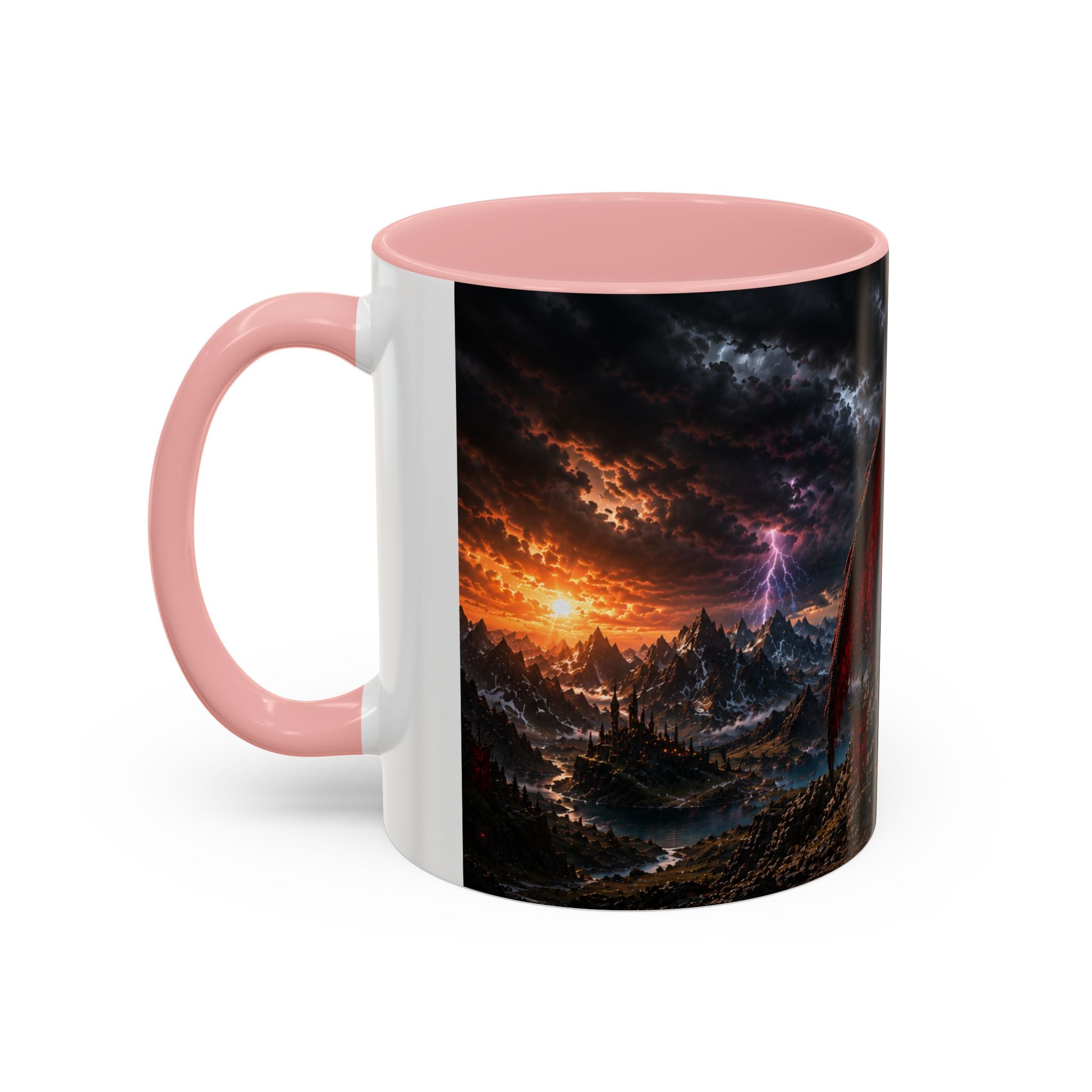 Dragon Coffee Mug — Dark Fantasy Red-Eyed Dragon Accent Mug (11/15oz)