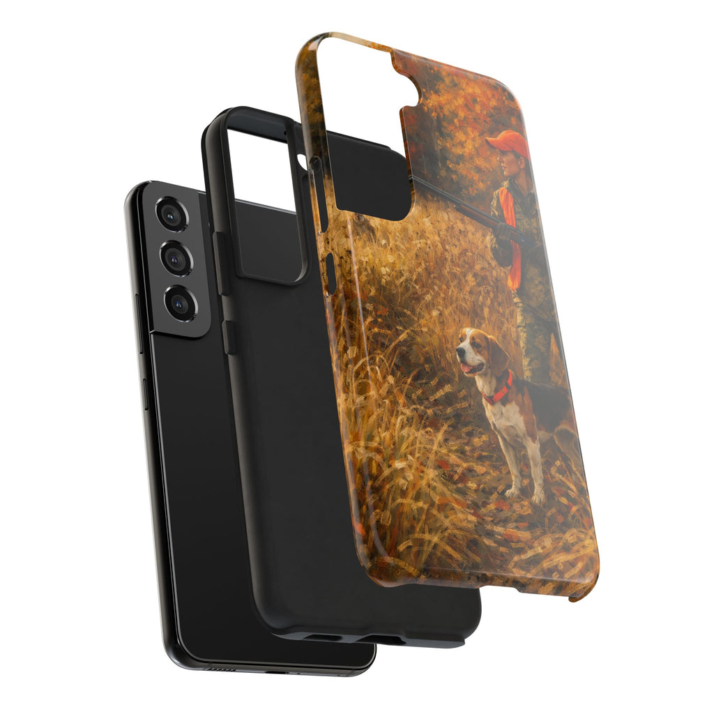 Hunting Scene Tough Phone Case — Hunter & Beagle Autumn Field Protective Cover