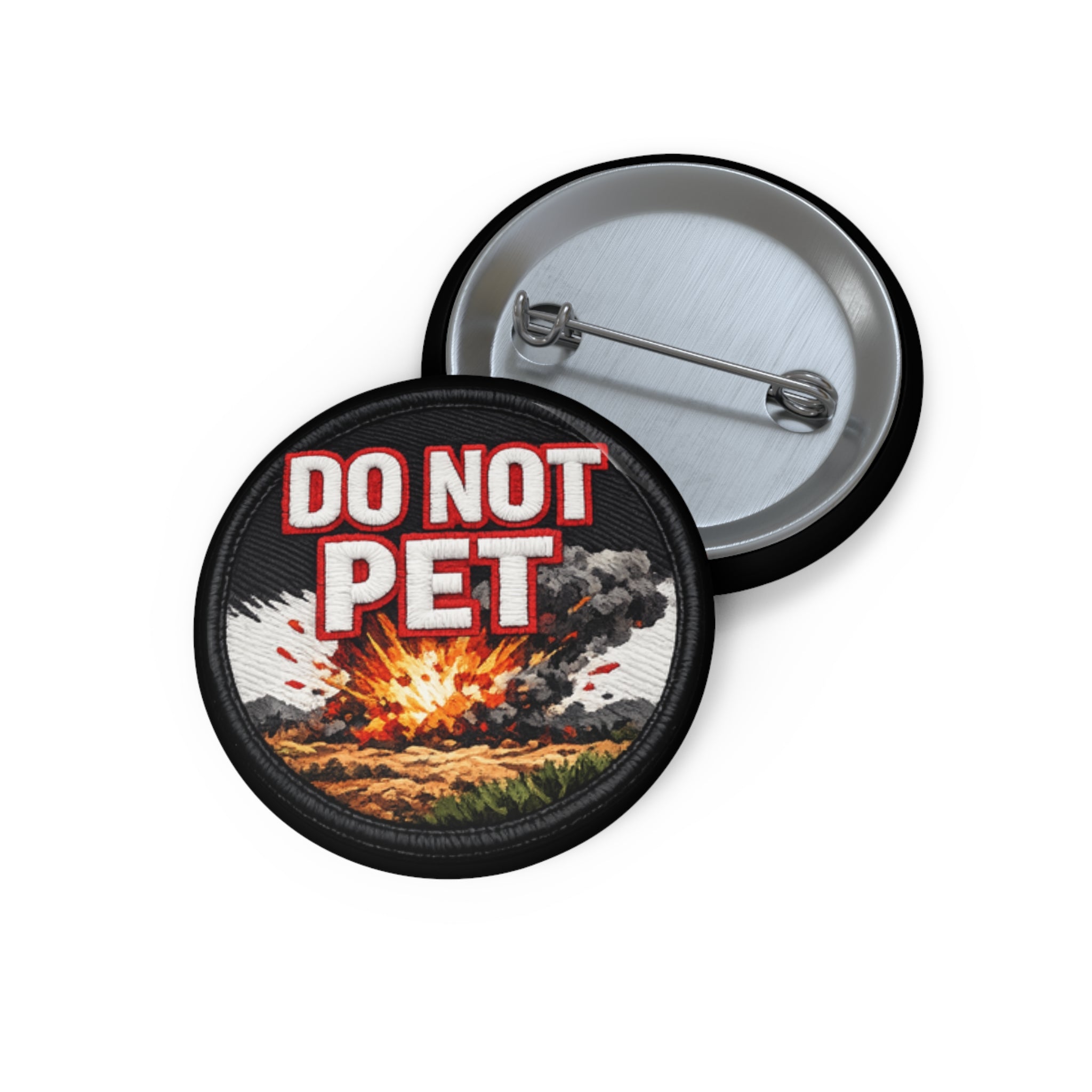 Do Not Pet Pin Button — Funny Retro Explosion Badge