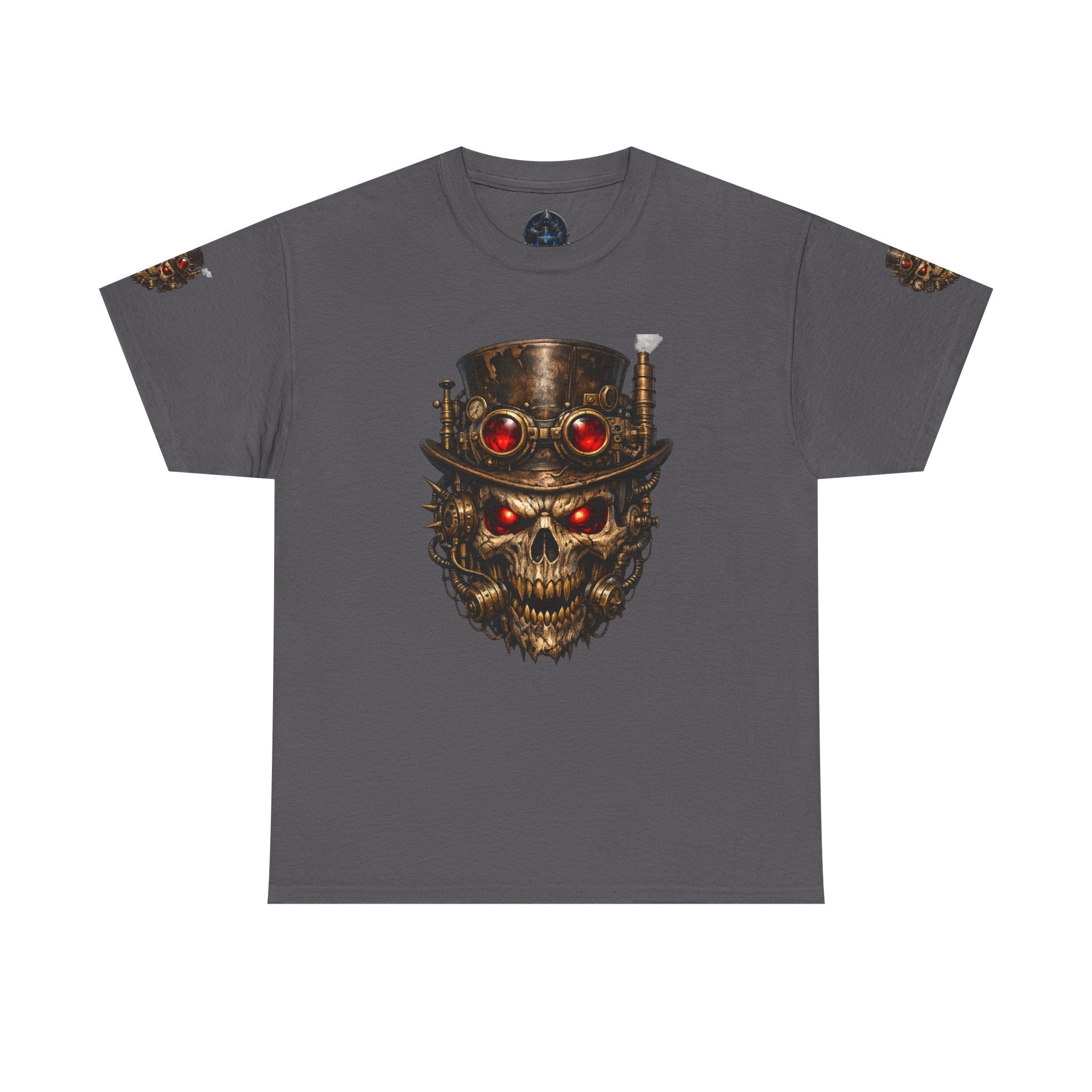 Skull Steampunk Tee — Red-Eyed Skull Graphic Shirt