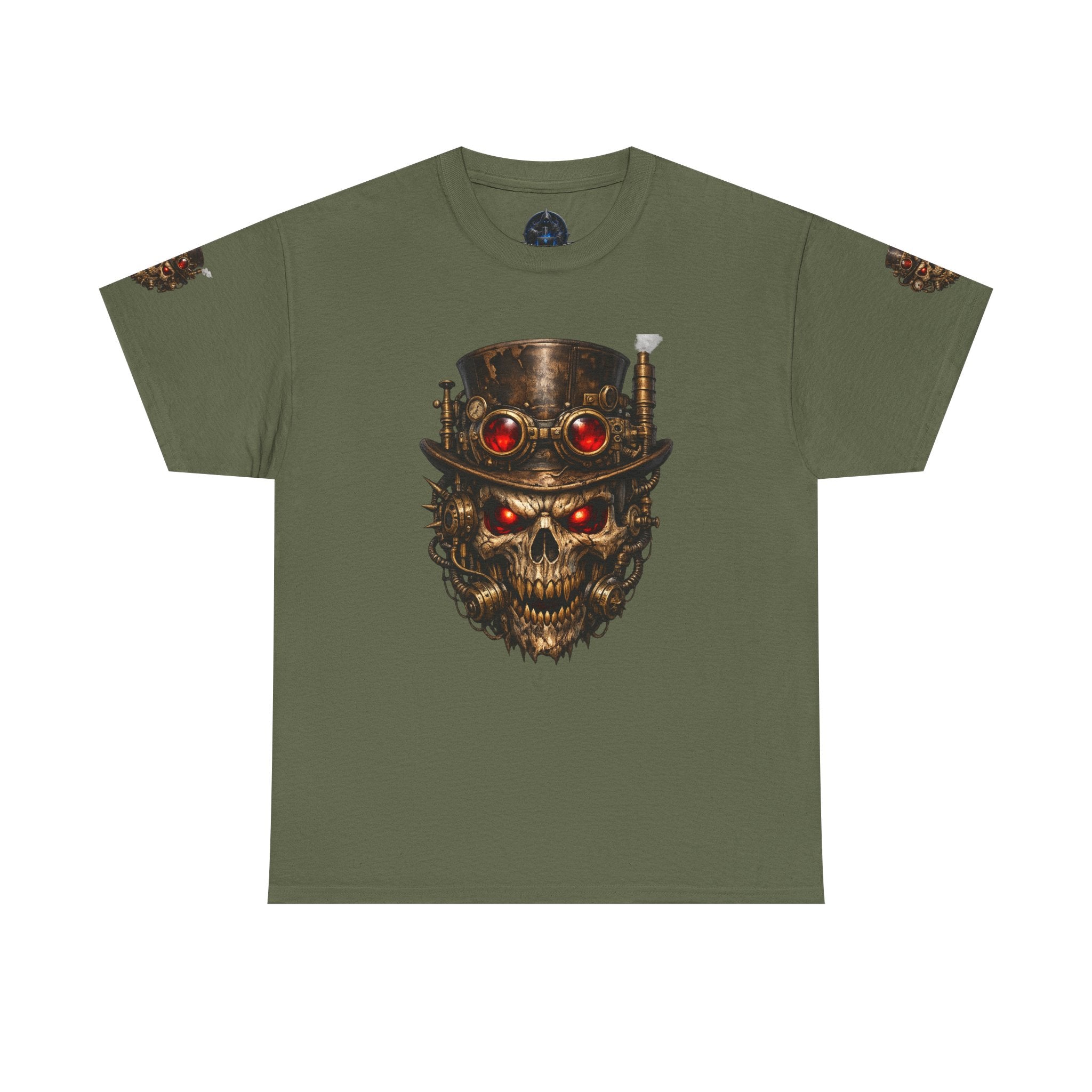 Skull Steampunk Tee — Red-Eyed Skull Graphic Shirt