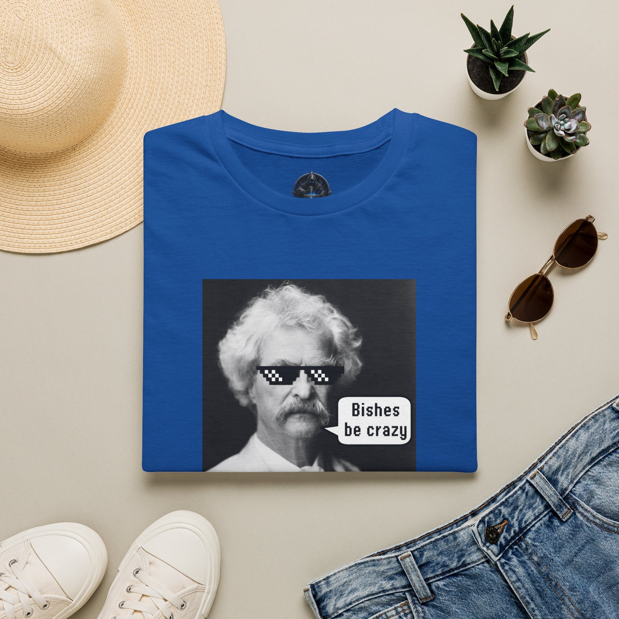 T-Shirt — Retro Mark Twain Meme Tee “Bishes Be Crazy”