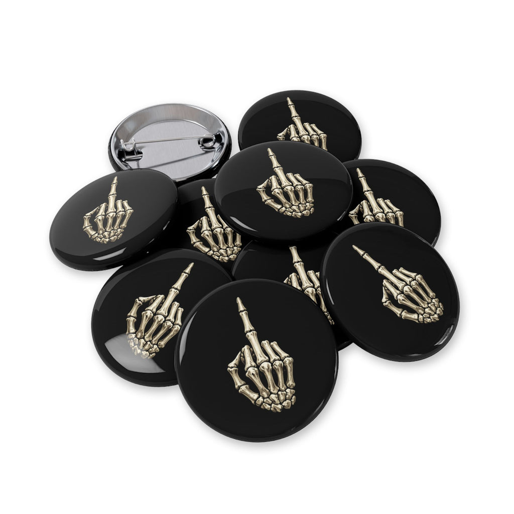 Skeleton Finger Round Pin — Gothic Punk Enamel Button