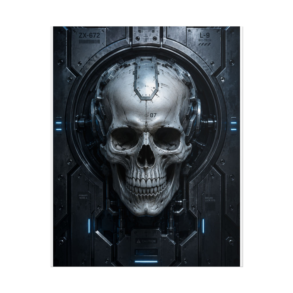 Cyber Skull Poster — Futuristic Sci‑Fi Skull Wall Art (Rolled Poster)