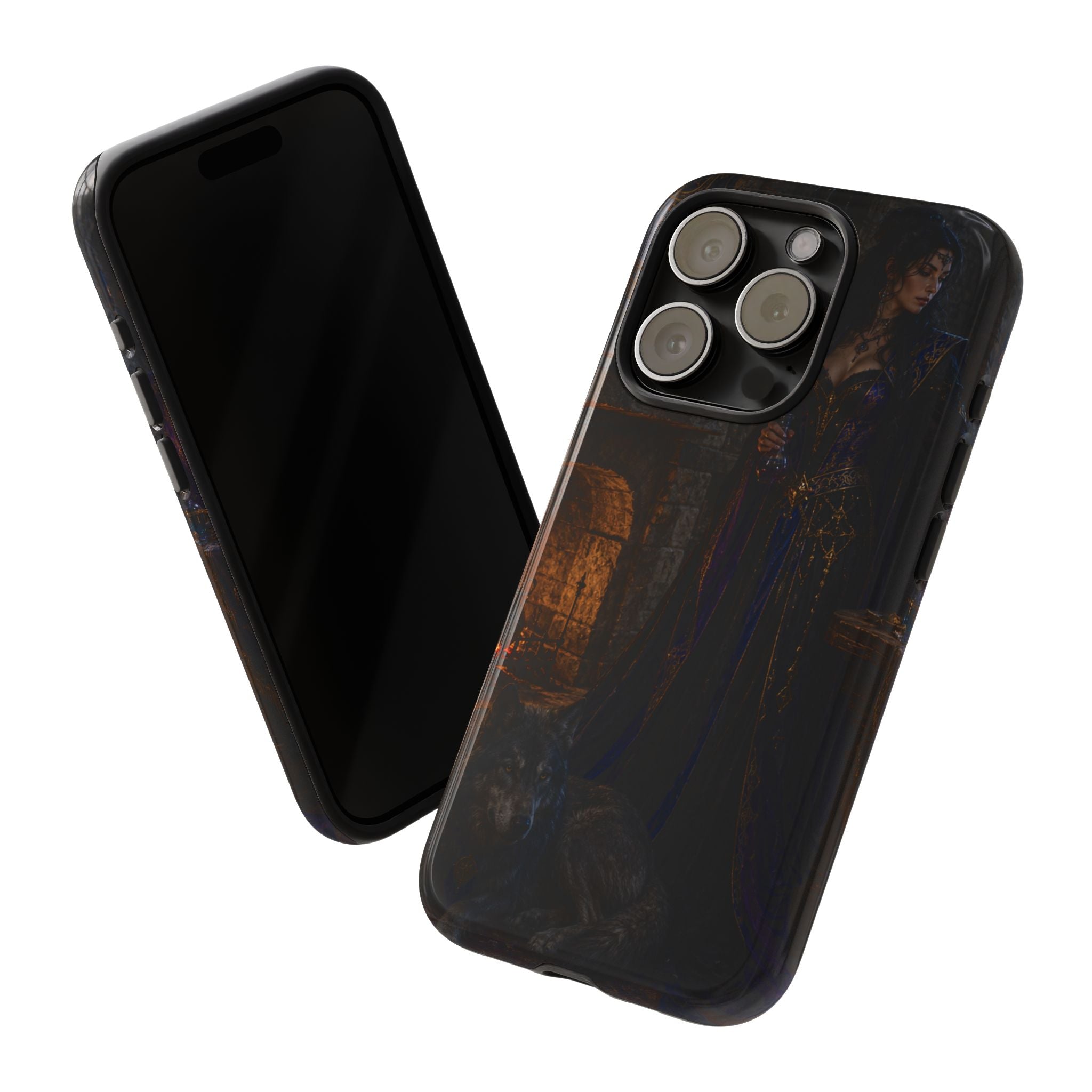 Gothic Witch Phone Case — Dark Fantasy Wolf & Fireplace Tough Case