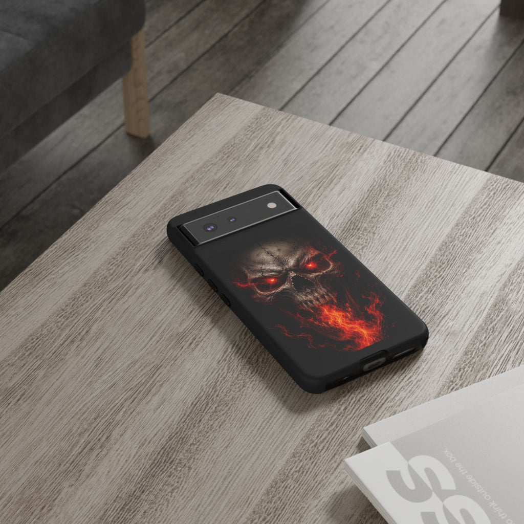 Flaming Skull Tough Case — Heavy-Duty Phone Case with Red-Eye Skull Design