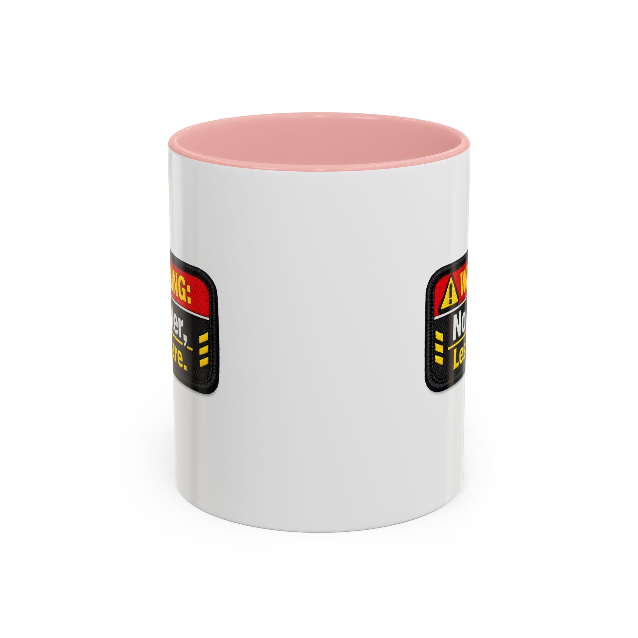 Coffee Mug — "Warning: No Filter, Less Care" Accent Ceramic Mug
