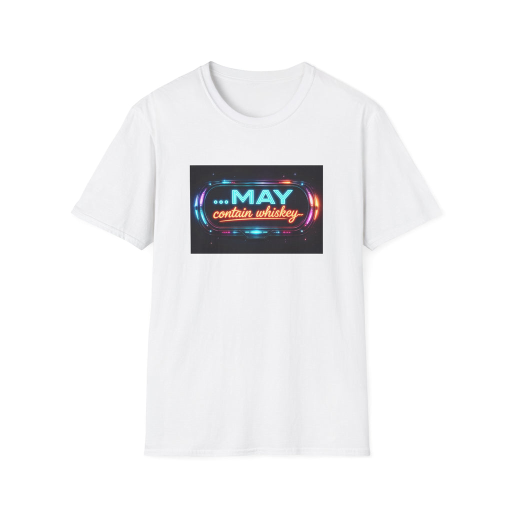 May Contain Whiskey T-Shirt – Funny Neon Retro Graphic Tee for Whiskey Lovers