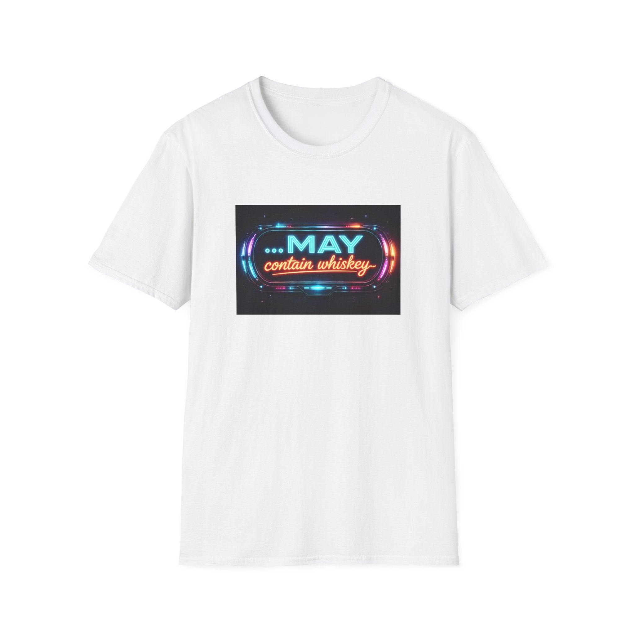 May Contain Whiskey T-Shirt – Funny Neon Retro Graphic Tee for Whiskey Lovers