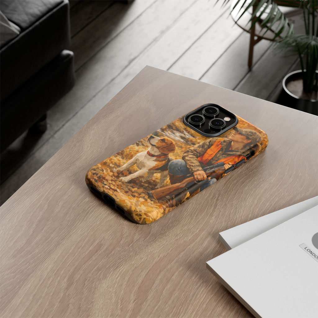 Hunter and Beagle Phone Case — Hunting Dog Autumn Camouflage iPhone Cover
