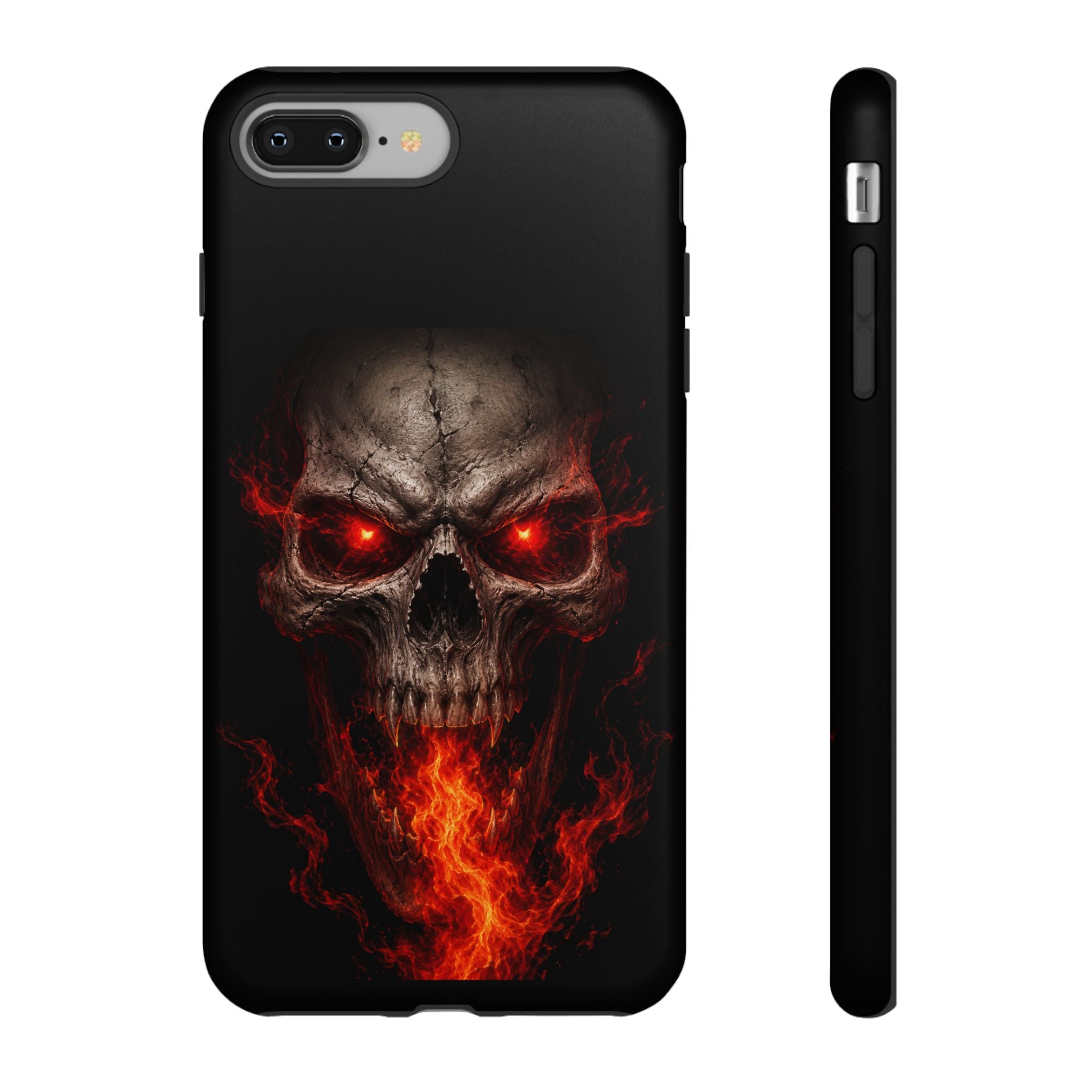 Flaming Skull Tough Case — Heavy-Duty Phone Case with Red-Eye Skull Design