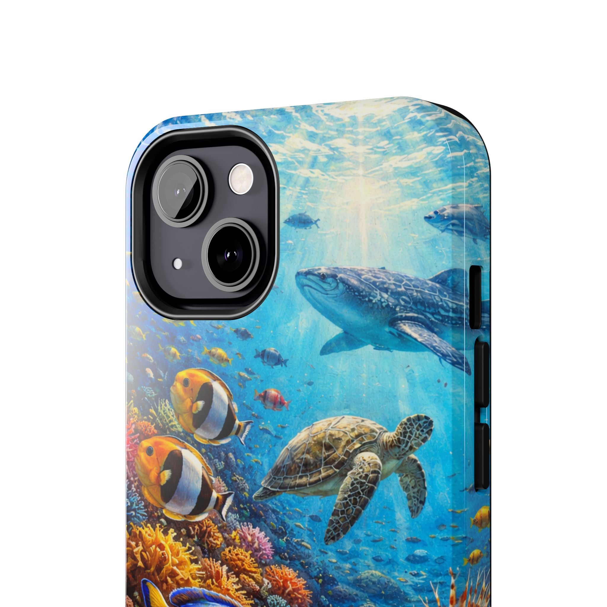 Ocean Reef Tough Phone Case — Colorful Sea Turtle & Tropical Fish Design