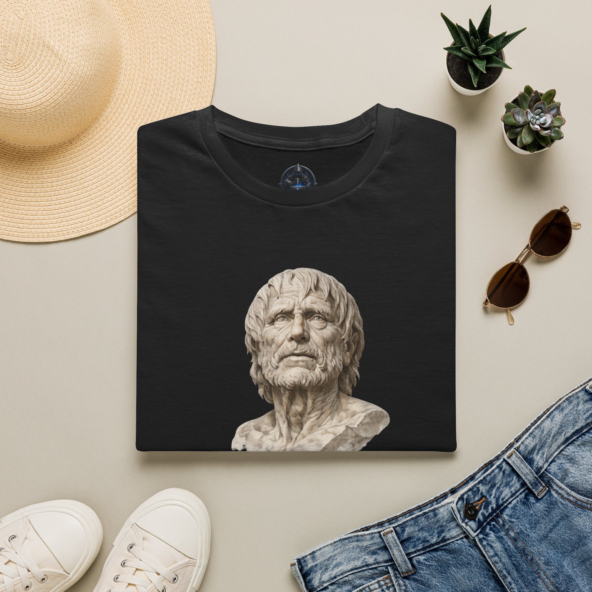 Stoic Philosopher Bust T-Shirt — Seneca Quote Tee