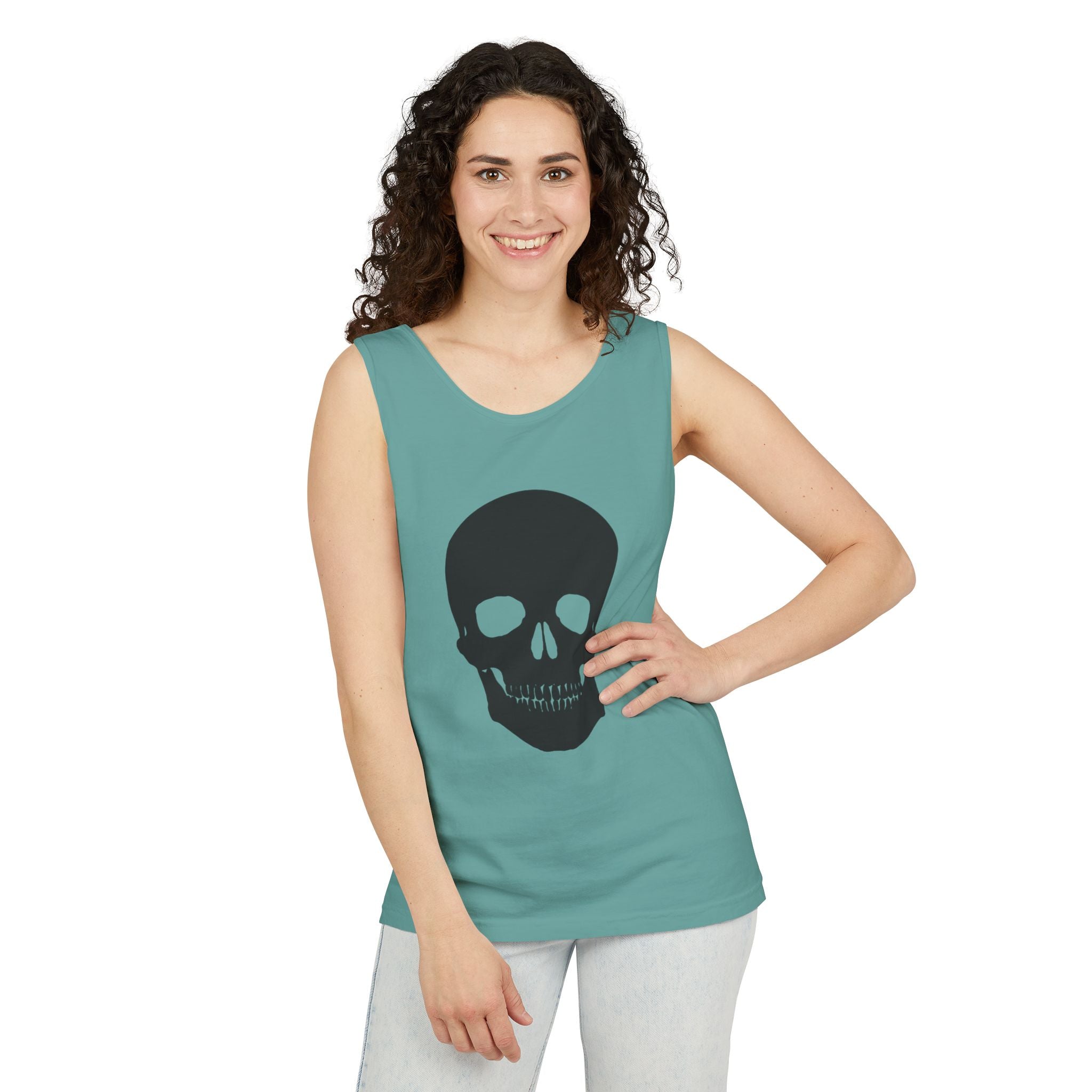 Skull Graphic Tank Top — Bold Black Skull Summer Vest
