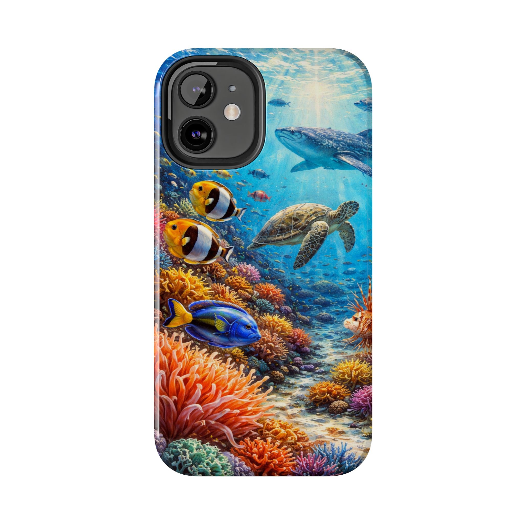 Ocean Reef Tough Phone Case — Colorful Sea Turtle & Tropical Fish Design