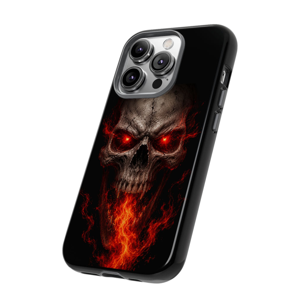 Flaming Skull Tough Case — Heavy-Duty Phone Case with Red-Eye Skull Design