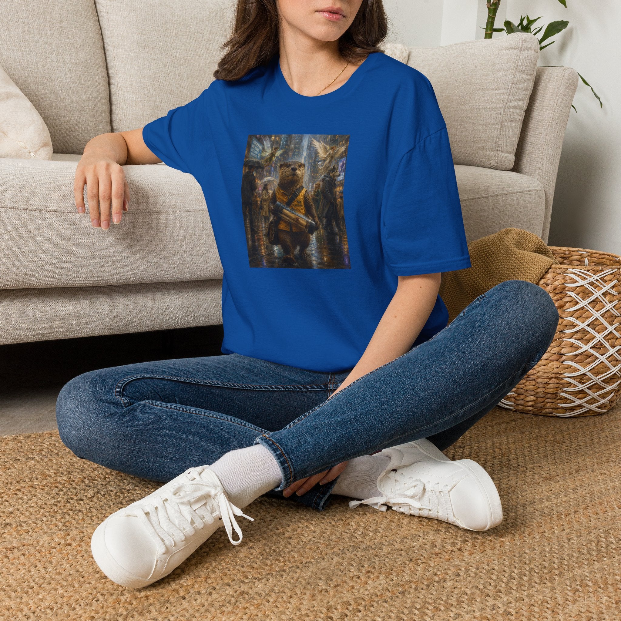 Messenger Otter Graphic Tee — Whimsical Otter Art Shirt
