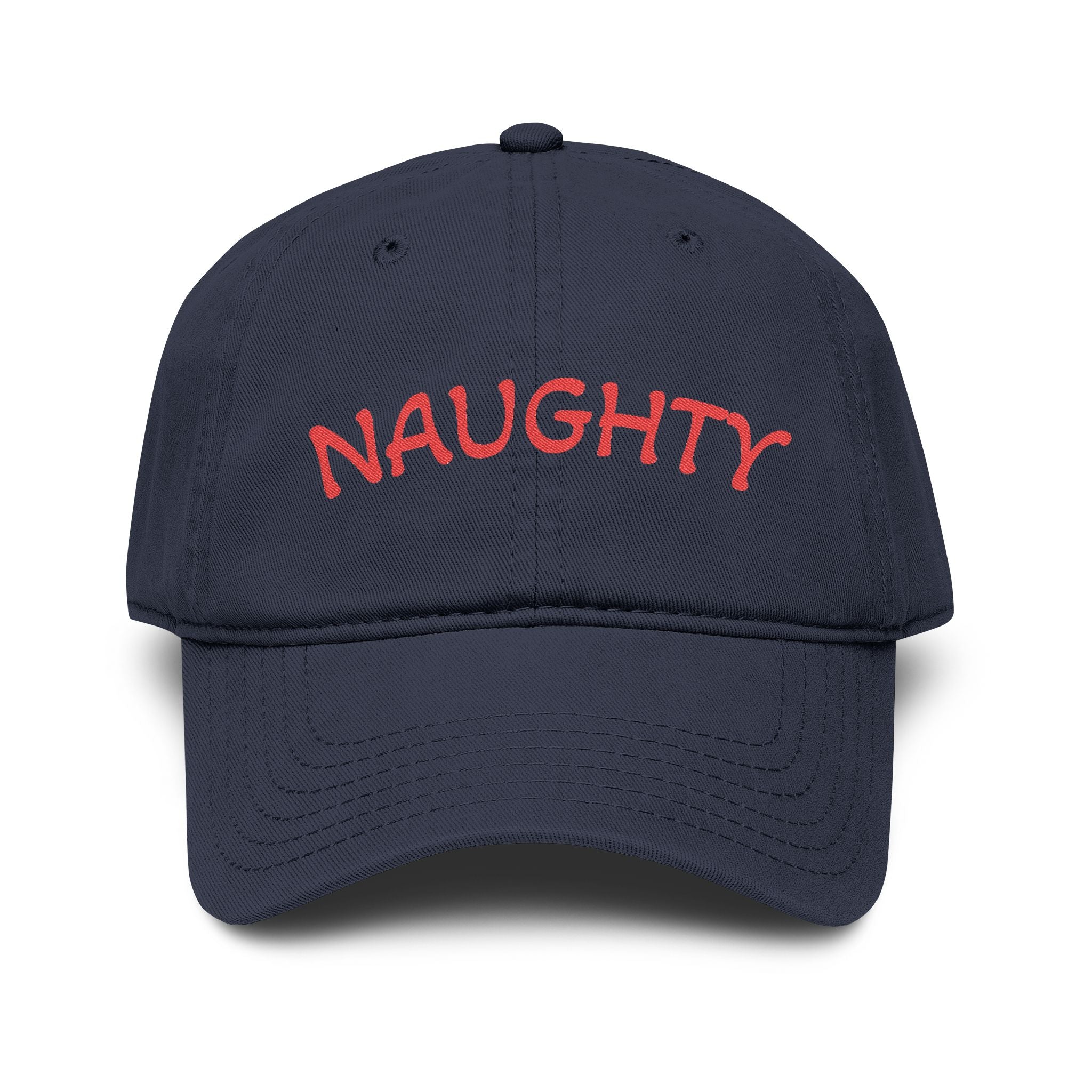 Naughty Embroidered Washed Baseball Cap