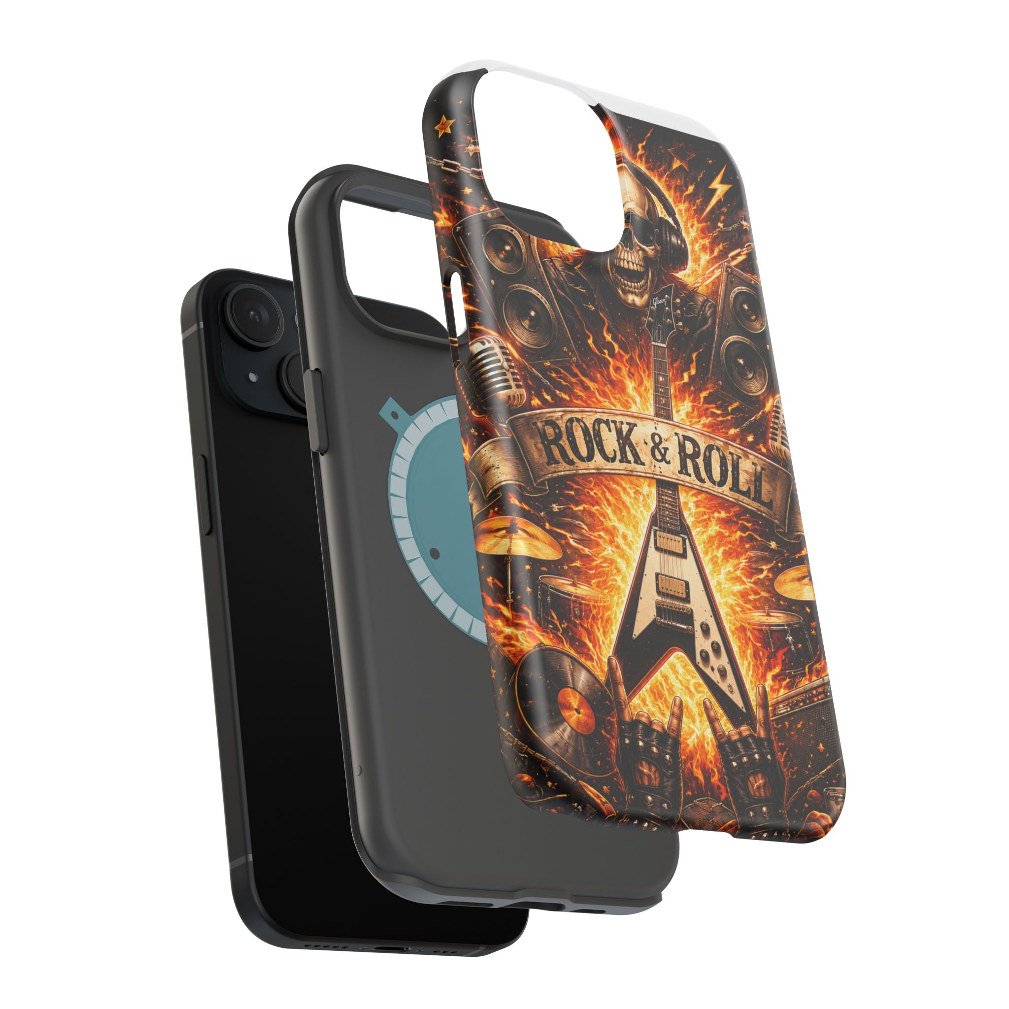 Rock & Roll Skull Guitar Phone Case — Magnetic Impact-Resistant