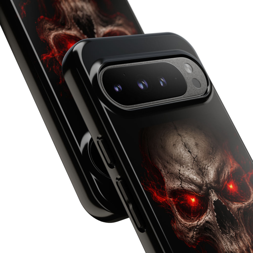 Flaming Skull Tough Case — Heavy-Duty Phone Case with Red-Eye Skull Design